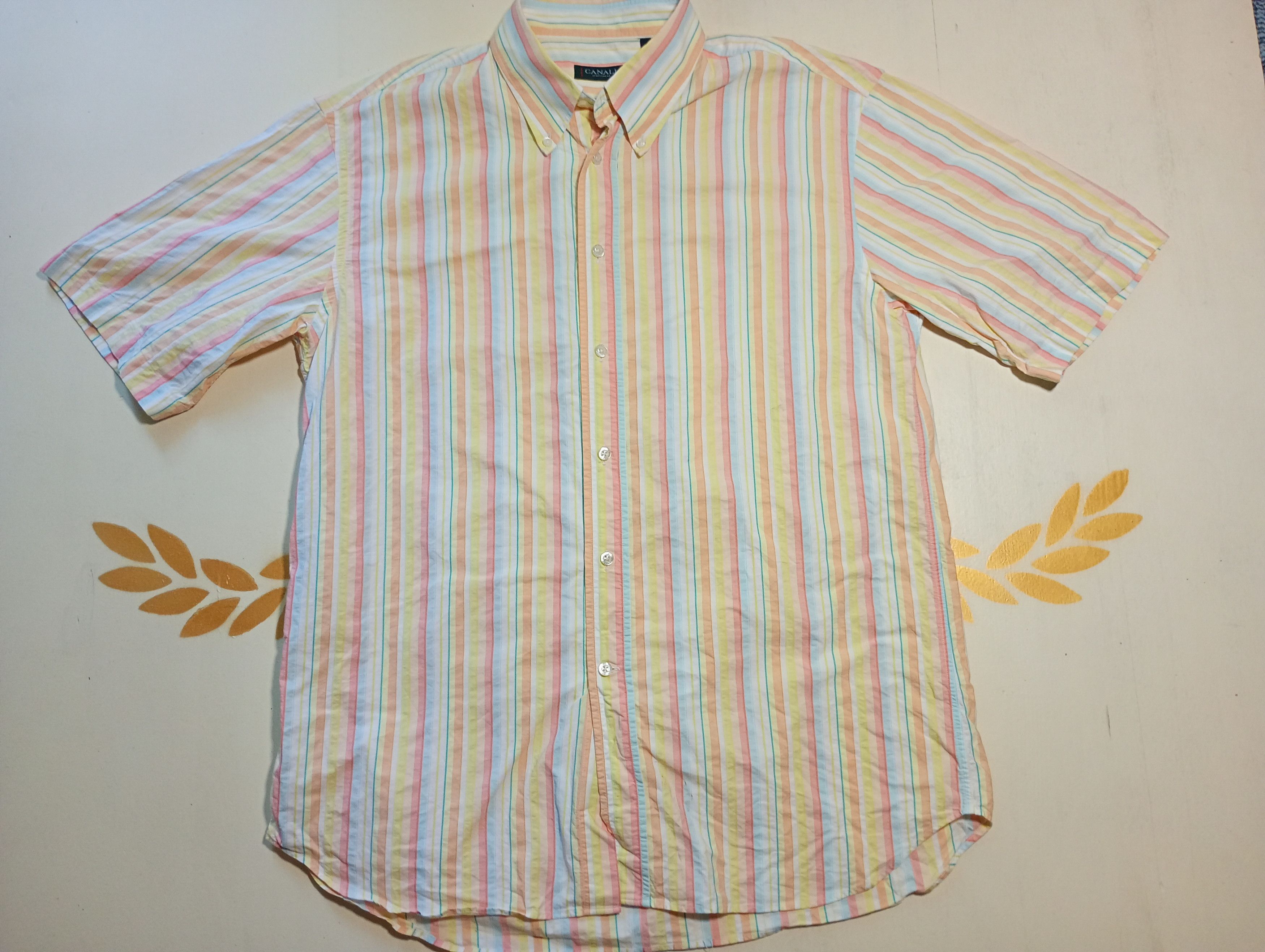 Canali Canali Striped Short Sleeve Shirt Size US XL / EU 56 / 4 - 2 Thumbnail