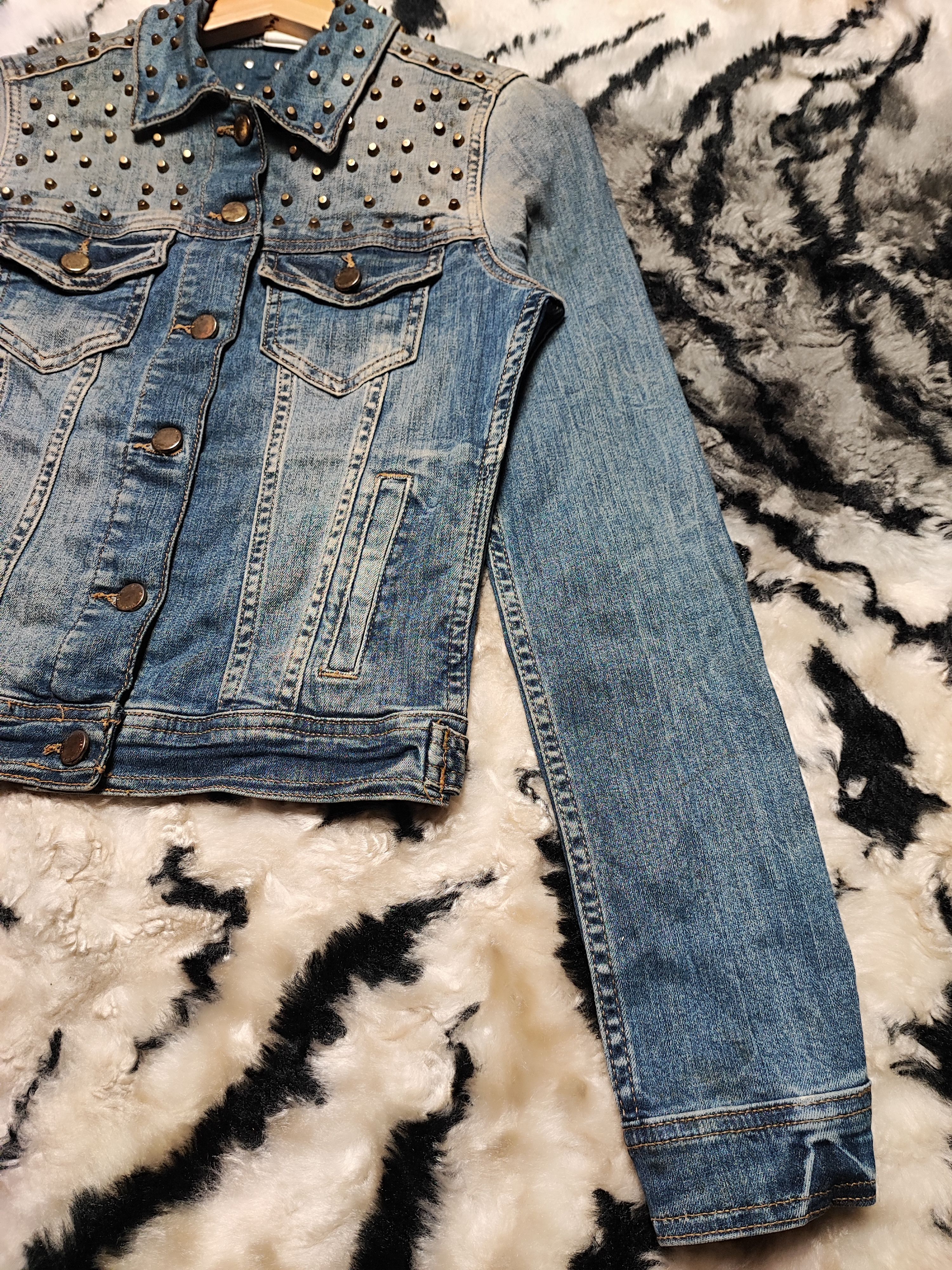 Zara Punk Denim Spike Jacket Boxy by Zara Size US XS / EU 42 / 0 - 4 Thumbnail