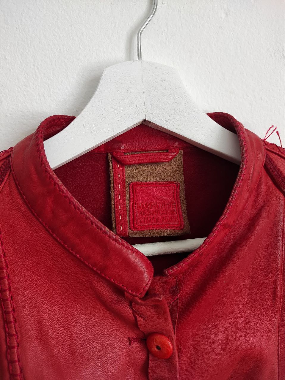 Marithe + Francois Girbaud Marithe Francois Girbaud Leather Red Bomber Jacket Size M-L Size L / US 10 / IT 46 - 3 Thumbnail