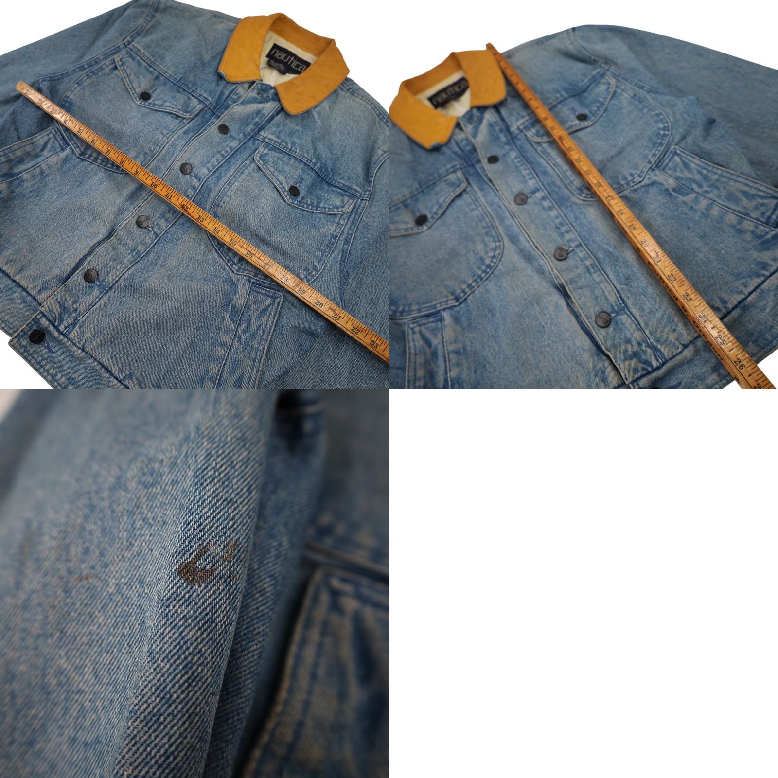 Nautica VINTAGE Nautica Denim Jacket Men Jacket S Blue Denim 9/10 Small Leather Collar Size US S / EU 44-46 / 1 - 8 Thumbnail