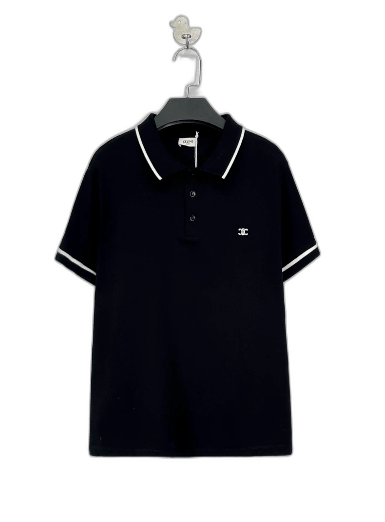 Celine Celine Black Embroidered Short Sleeve Polo Shirt Size US XL / EU 56 / 4 - 1 Thumbnail