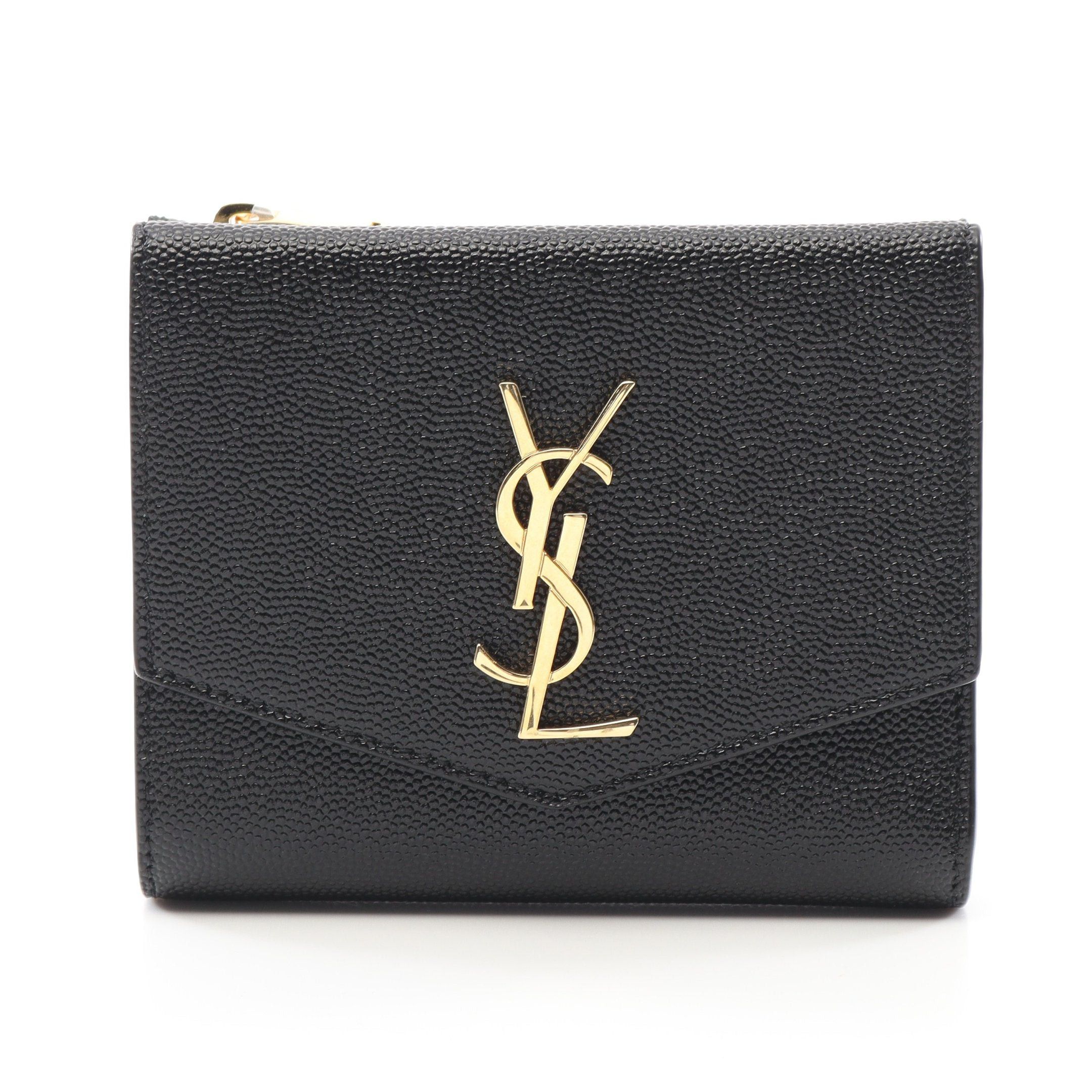 Yves Saint Laurent Uptown Bi-Fold Wallet Compact Leather Black