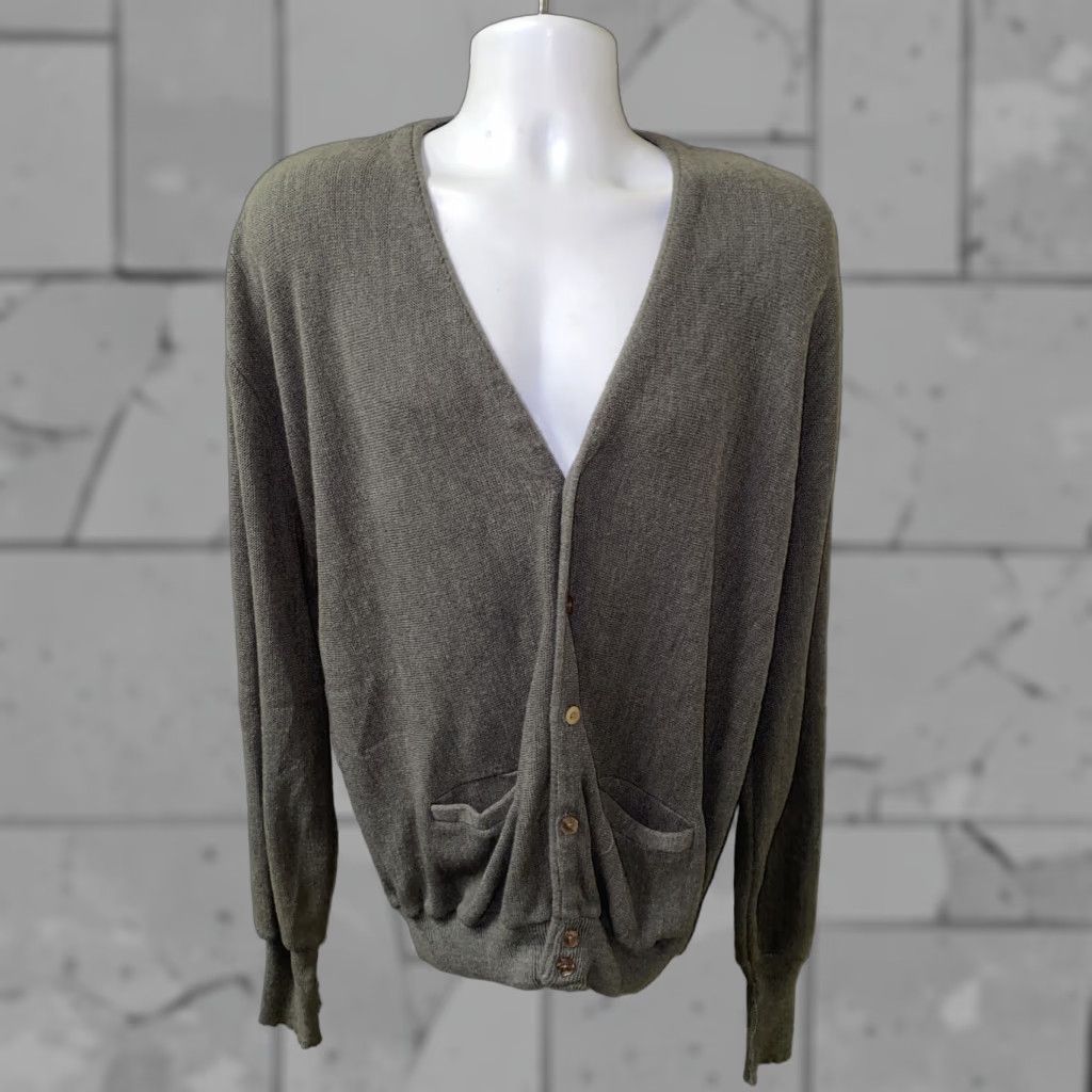 Vintage College Point Men's Gray Acrylic Cardigan Sweater Size Large Men Size US L / EU 52-54 / 3 - 1 Thumbnail