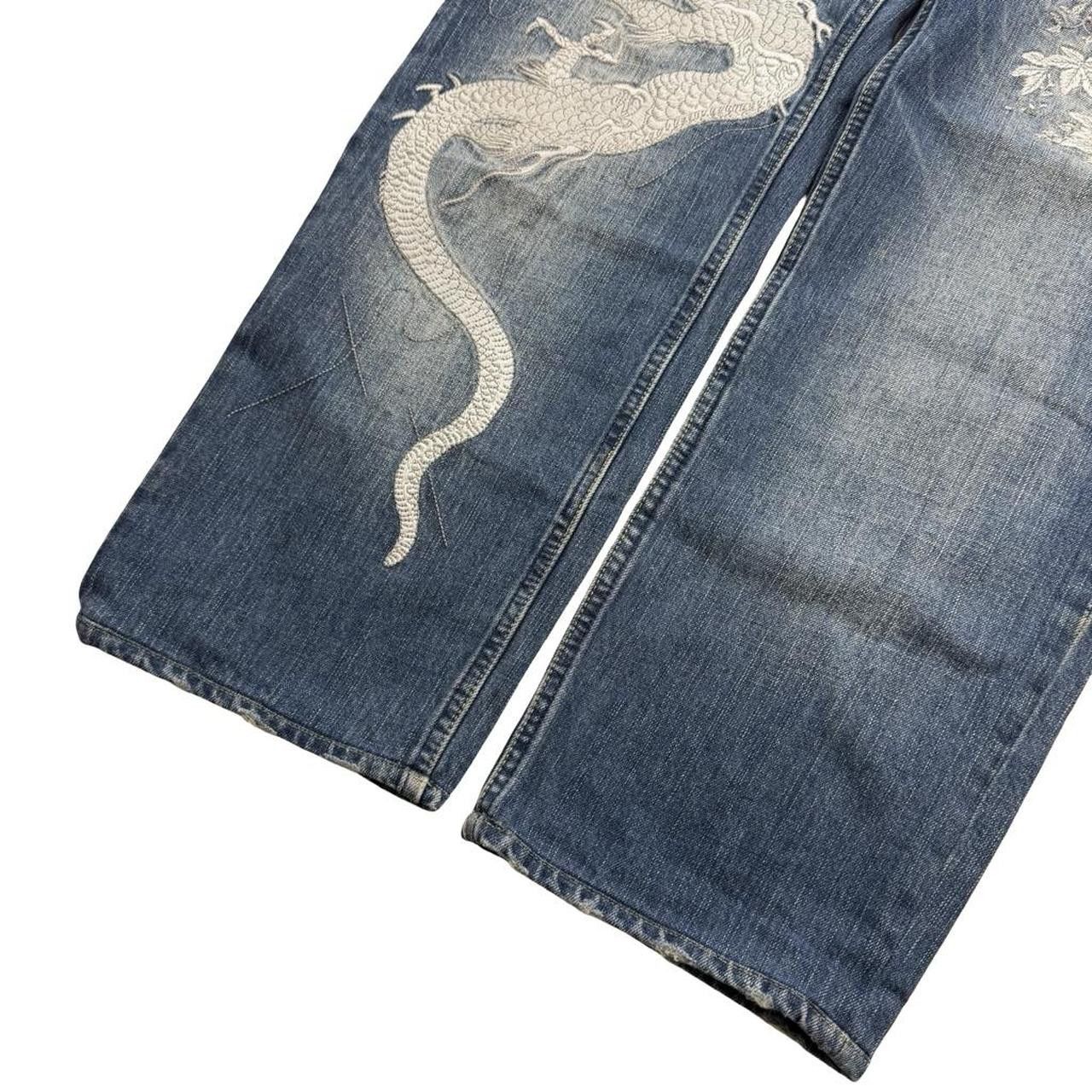 Karakuri Tamashii Karakuri Tamashii Embroidered Dragon Japanese Jeans Waist 31 Size US 31 - 3 Thumbnail