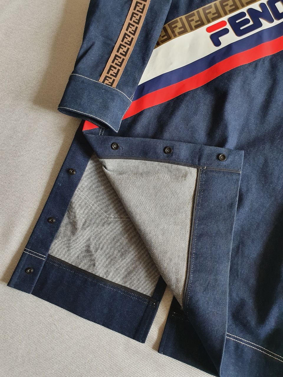 Fendi Fendi x Fila Big Logo Denim Jacket Coat Size US L / EU 52-54 / 3 - 3 Thumbnail
