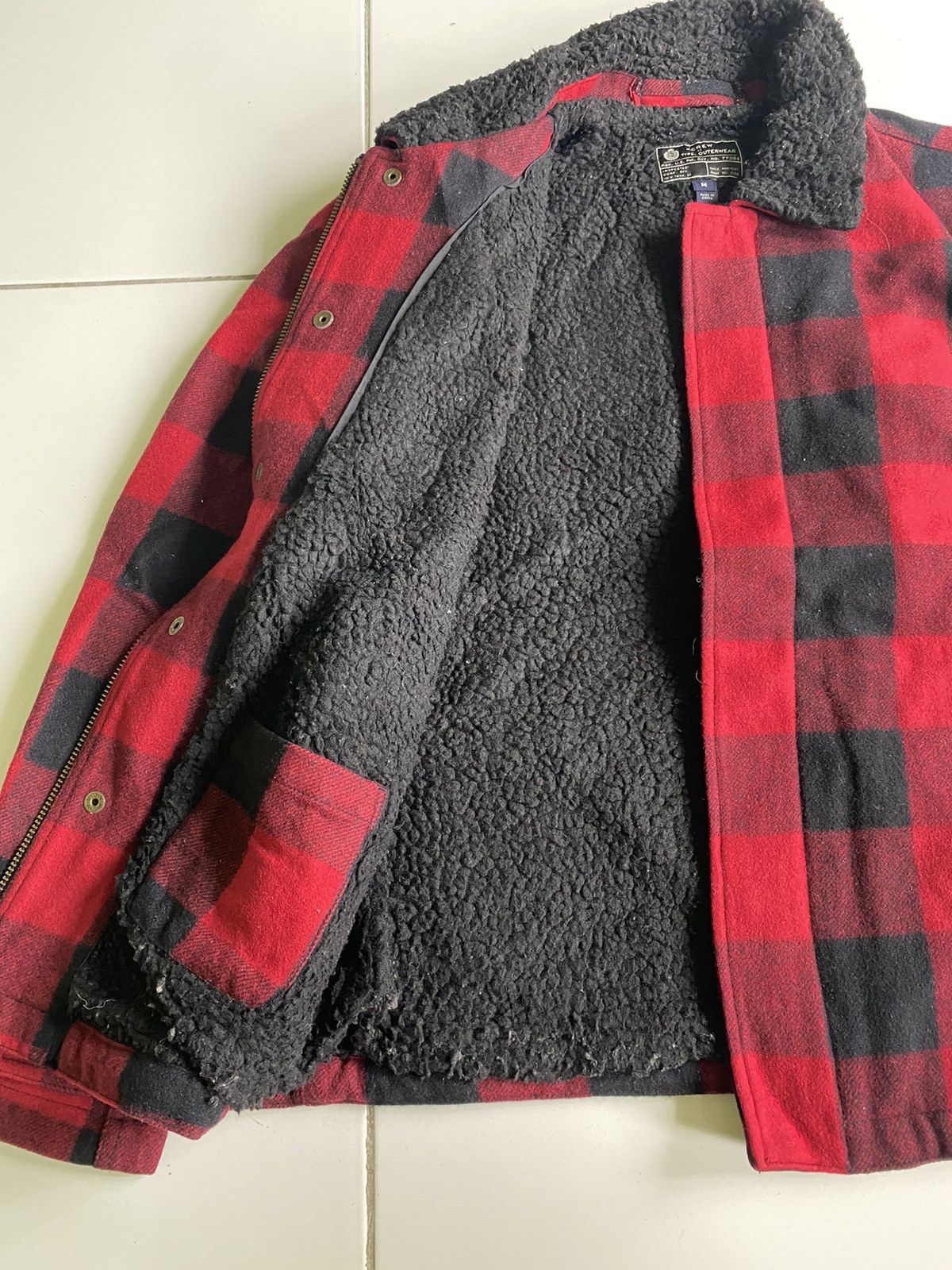 J.Crew Chekered Sherpa Wool Zip up Jacket
