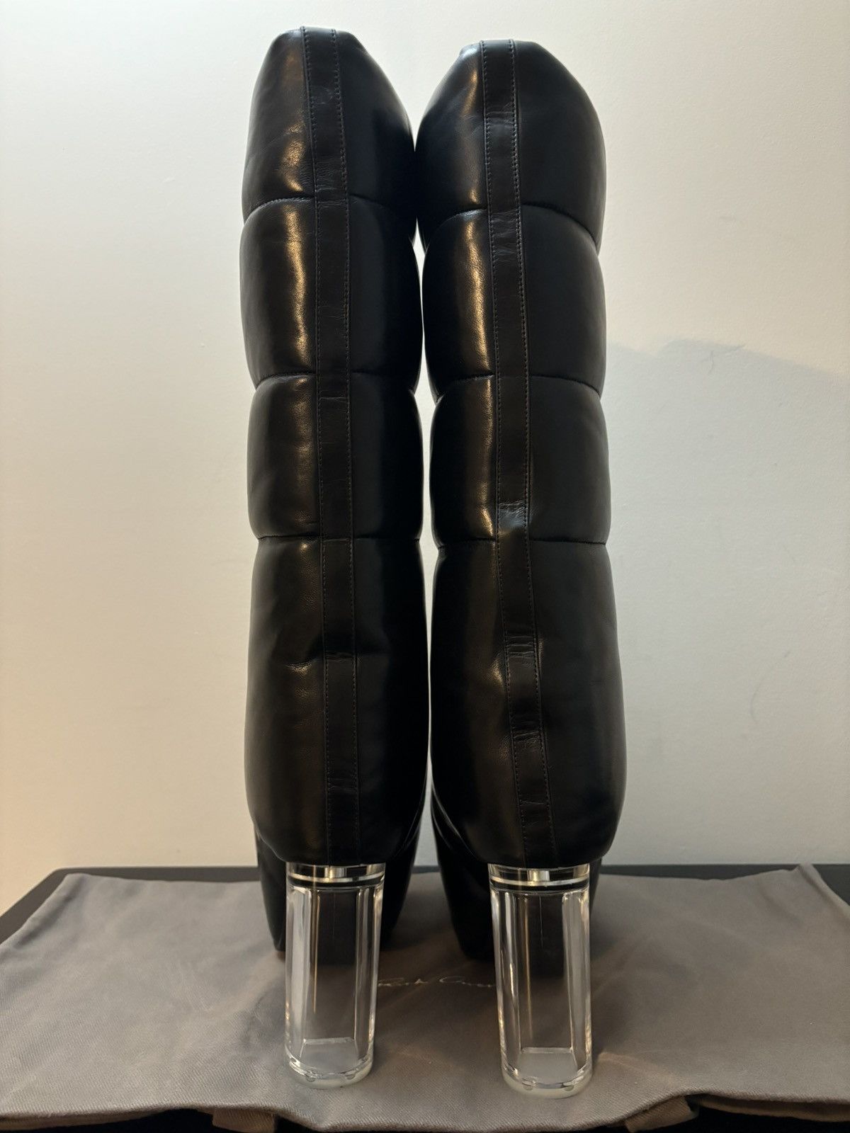 Rick Owens Rick Owens Padded Pull On Leather Platform Boots Black Size US 7 / IT 37 - 5 Thumbnail