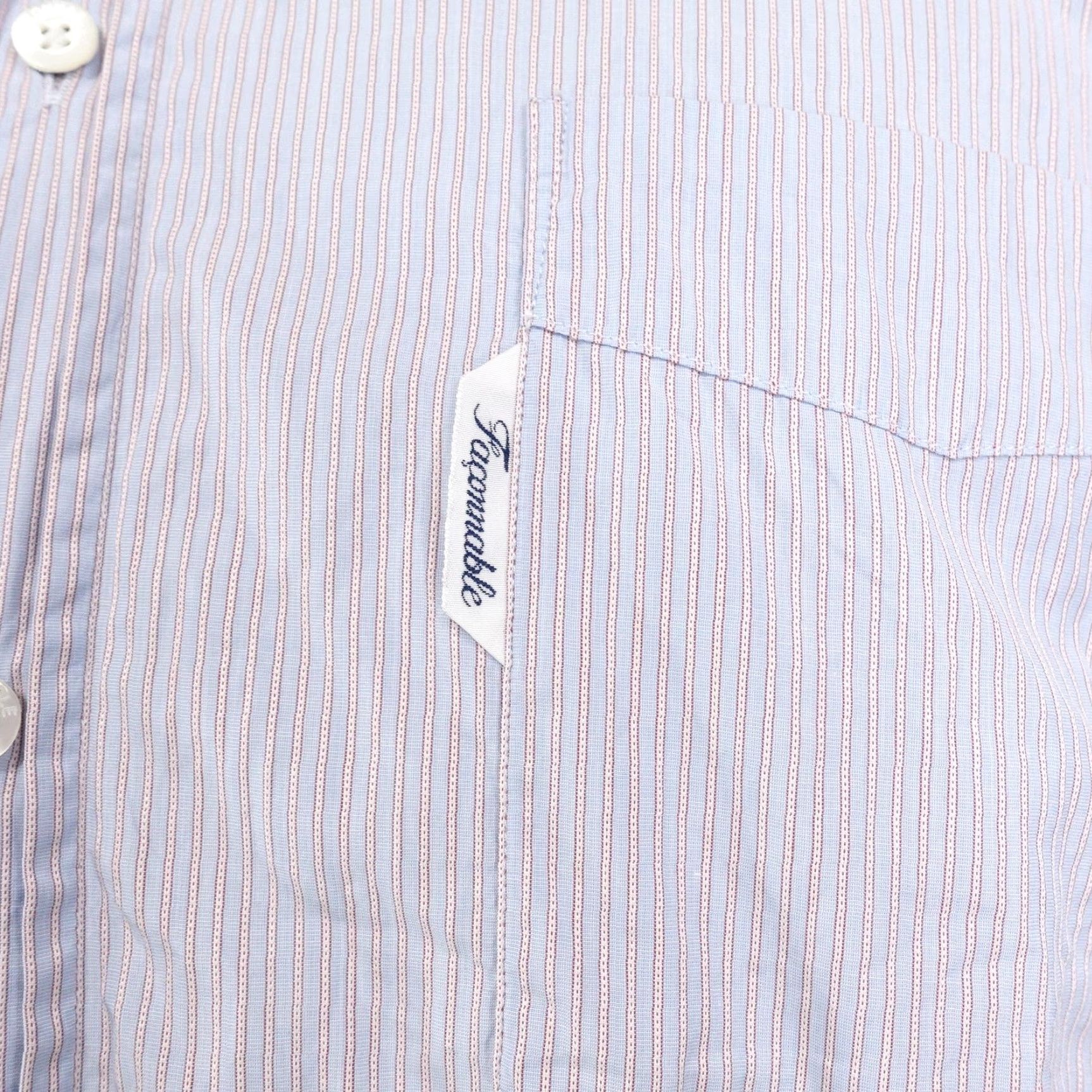 Faconnable VINTAGE Faconnable Dress Shirt Mens XL Blue Pinstripe Cotton Button Front Classic Size 46R - 3 Thumbnail