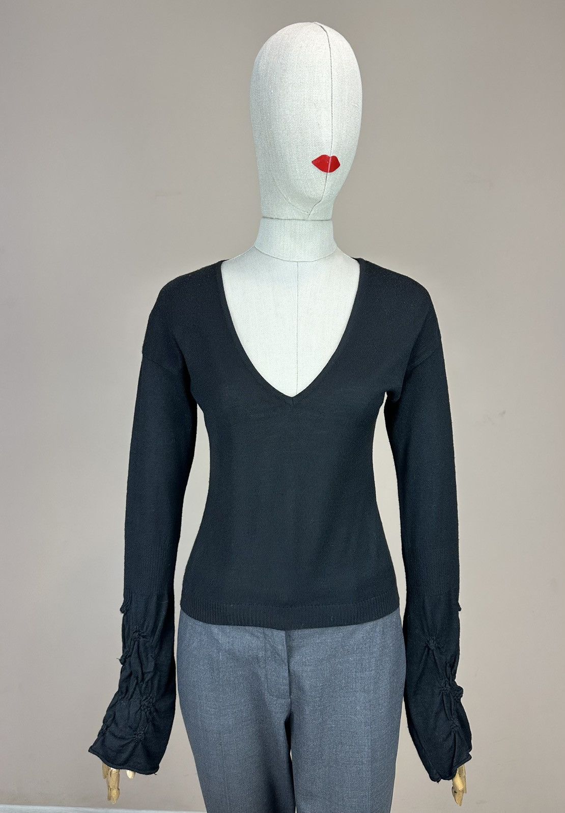 Versace Jeans Couture × Vintage Gianni Versace Jeans Couture vintage black sweater ruffled Size M / US 6-8 / IT 42-44 - 2 Thumbnail