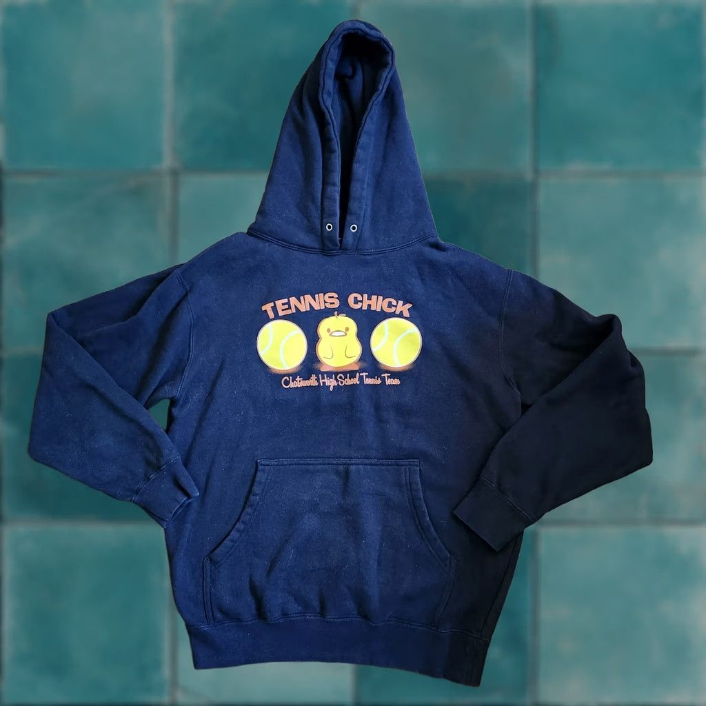 Vintage Chatsworth High School Tennis Team "Tennis Chick Jessica" Women's Junior Hoodie Sleeves Long Pullover S Blue Activewear College Teens Size S / US 4 / IT 40 - 1 Thumbnail
