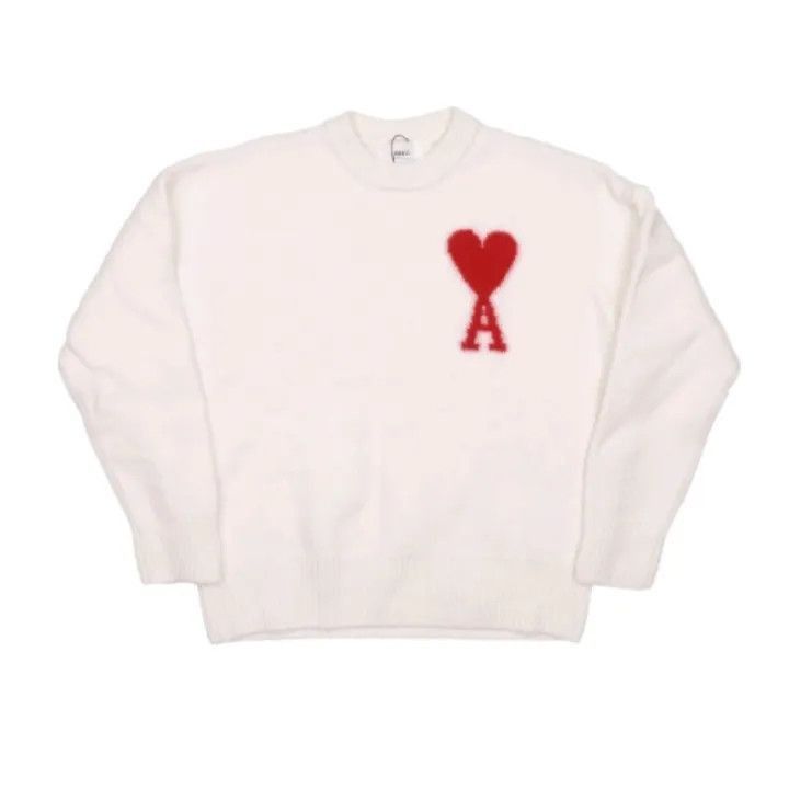AMI AMIPARIS Heart Logo White Sweatshirt -2507 Size US L / EU 52-54 / 3 - 1 Thumbnail