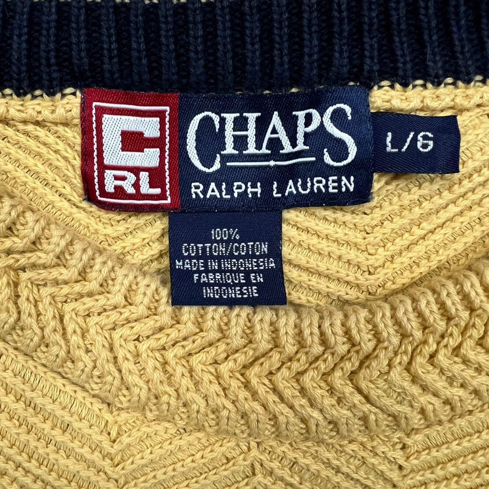 Chaps Ralph Lauren × Polo Ralph Lauren × Vintage Vintage Chaps RL Sweatshirt Men L Yellow Crest 90s Knit Crew Size US L / EU 52-54 / 3 - 6 Thumbnail