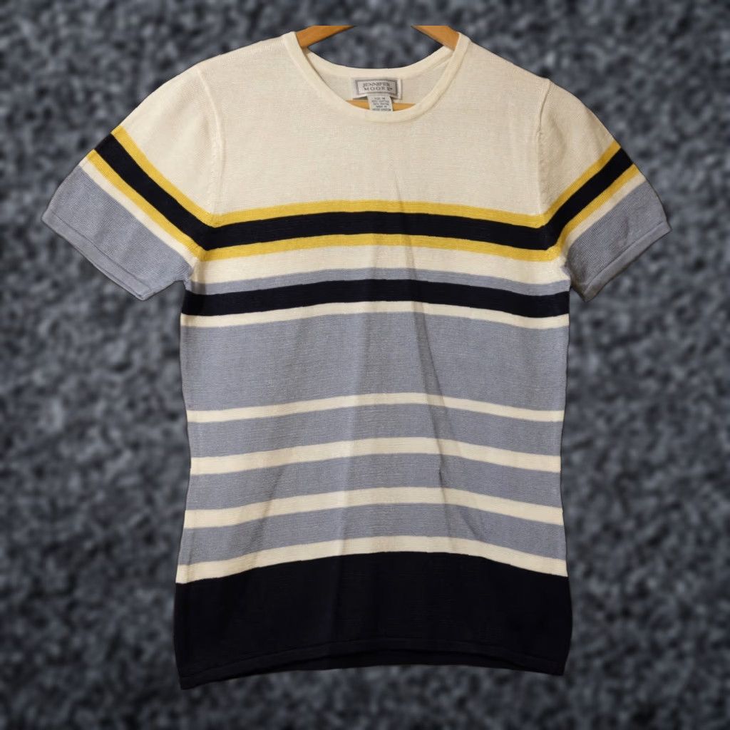MooRER VINTAGE Jennifer Moore Shortsleeve Sweater Stripe Lightweight Womens M #A13-20 Size M / US 6-8 / IT 42-44 - 1 Thumbnail