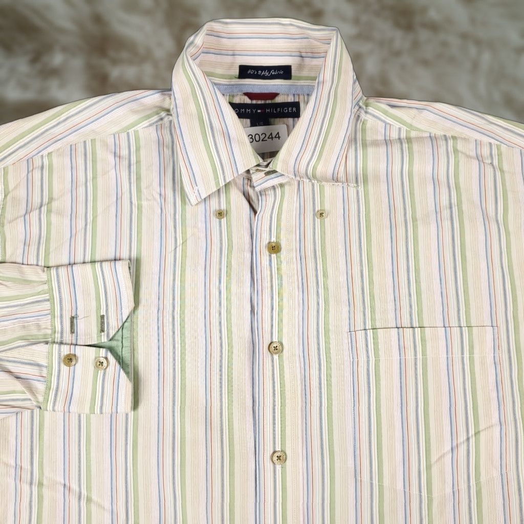 Tommy Hilfiger Tommy Hilfiger Shirt Mens Large Multicolor Striped Button-Up Long Sleeve Cotton Mens Size US L / EU 52-54 / 3 - 1 Thumbnail