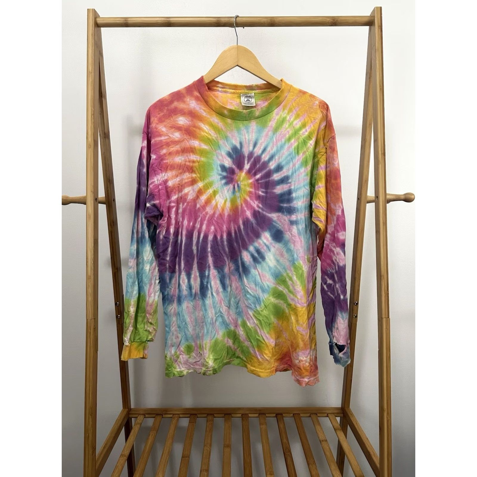 Delta VTG Delta T-Shirt Long Sleeve L Multicolor Distressed Thrashed Worn Cotton Grunge 90s Workwear Mens Size US L / EU 52-54 / 3 - 2 Thumbnail