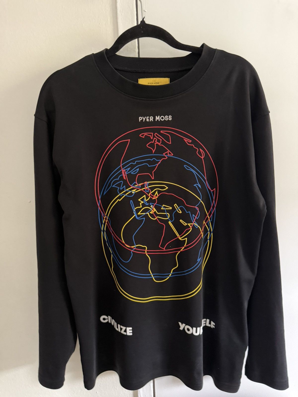 Pyer Moss Pyer Moss “Civilize Yourself” Long Sleeve Tee Black Rare Size US M / EU 48-50 / 2 - 1 Thumbnail
