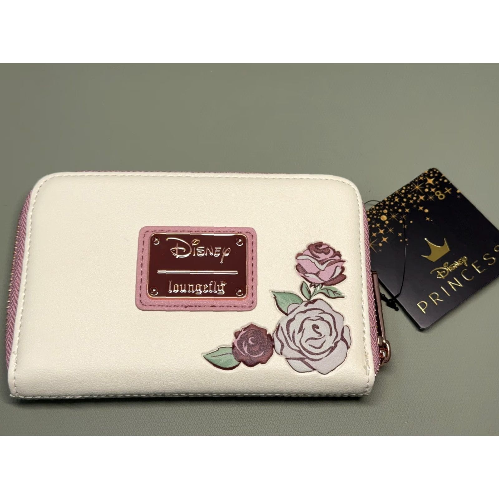 Vintage Loungefly Wallet Womens One Size Ivory Floral Disney Princess Belle Beauty and the Beast Rose Pink Womens Size ONE SIZE - 2 Thumbnail