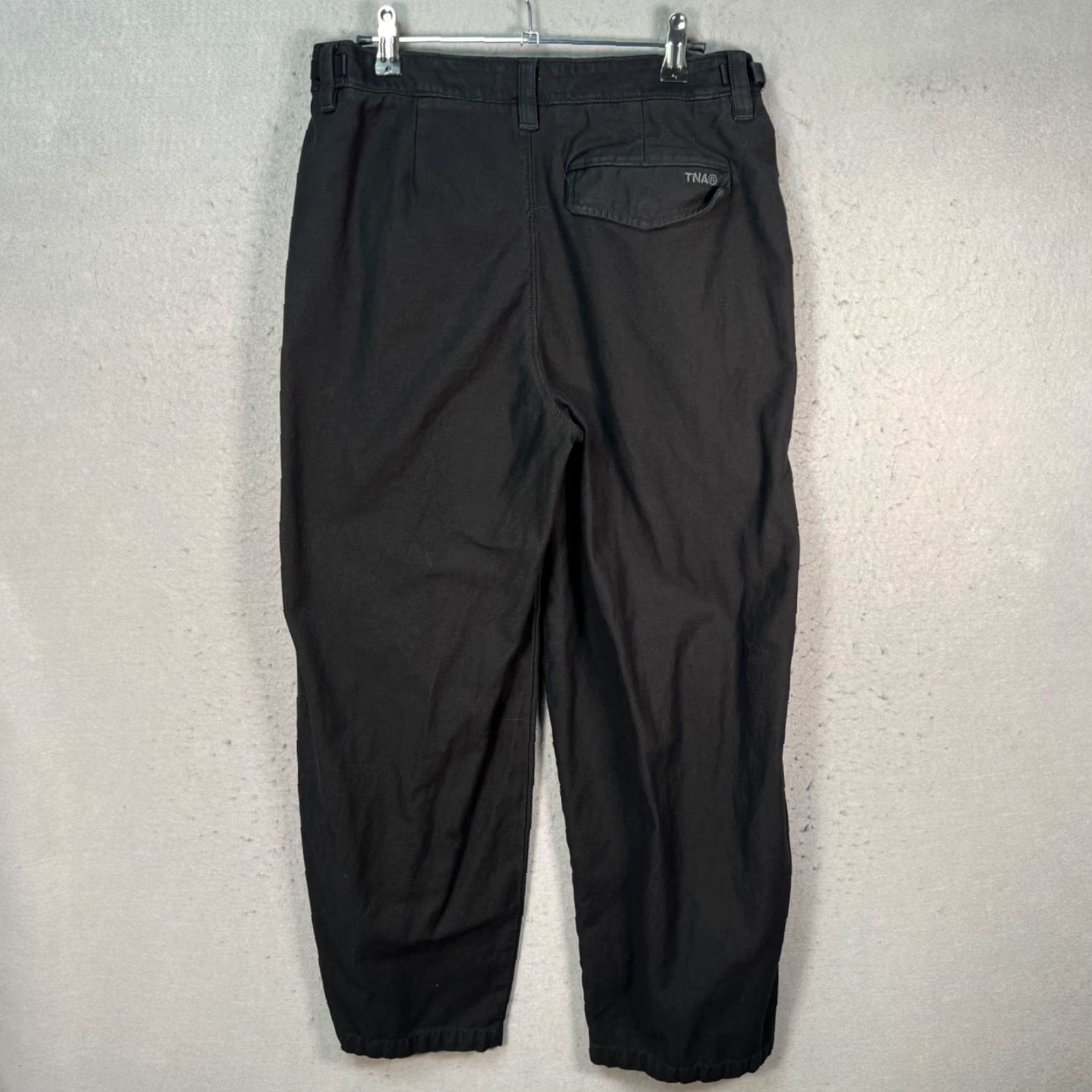 TNA Tna Womens 8 Black Cotton Pleated Surplus Division Wide-Leg Pants Size 30" / US 8 / IT 44 - 2 Thumbnail