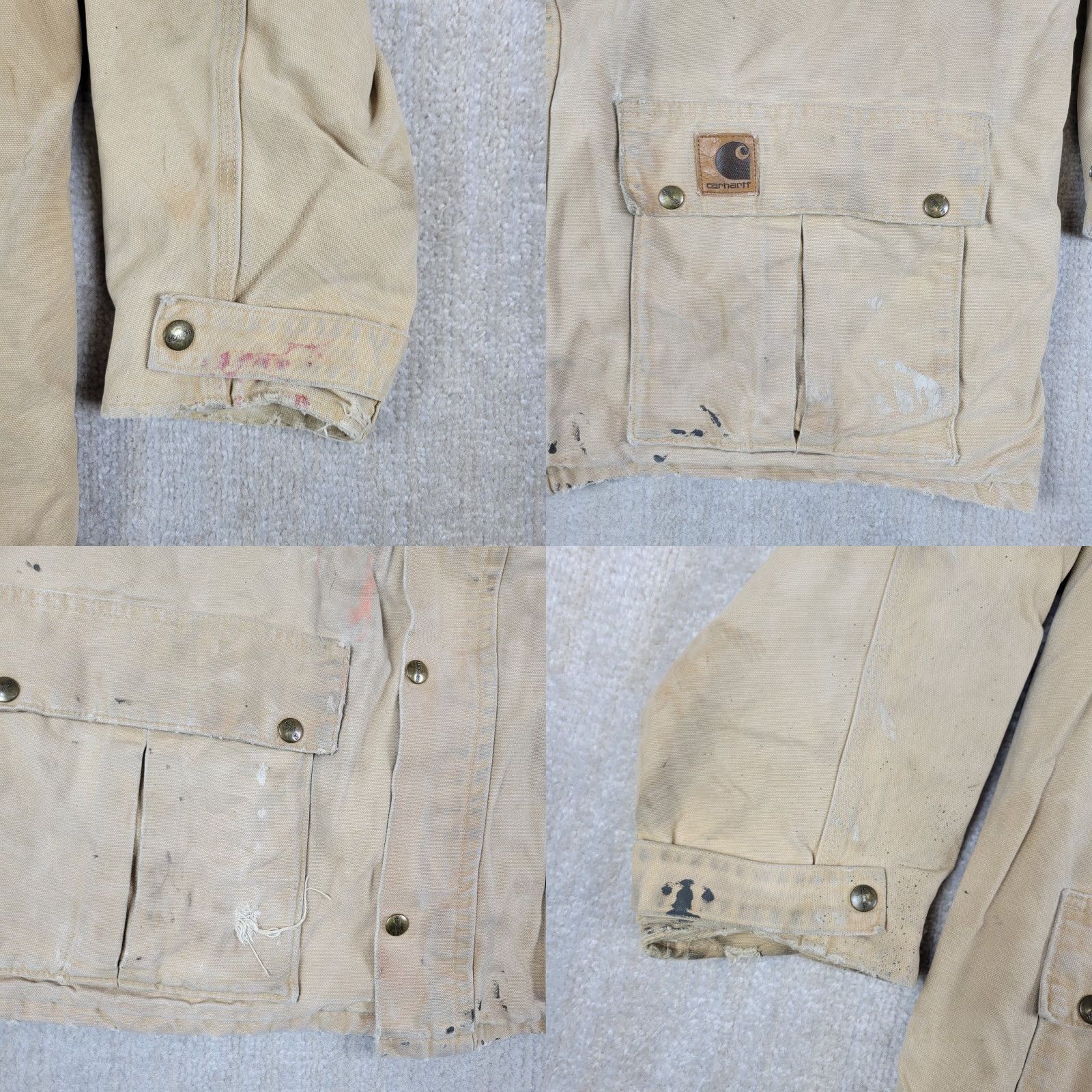Carhartt VINTAGE Carhartt Jacket Mens 2XL Beige Distressed Full Zip Wool Lined USA Jacket Size US XXL / EU 58 / 5 - 8 Thumbnail