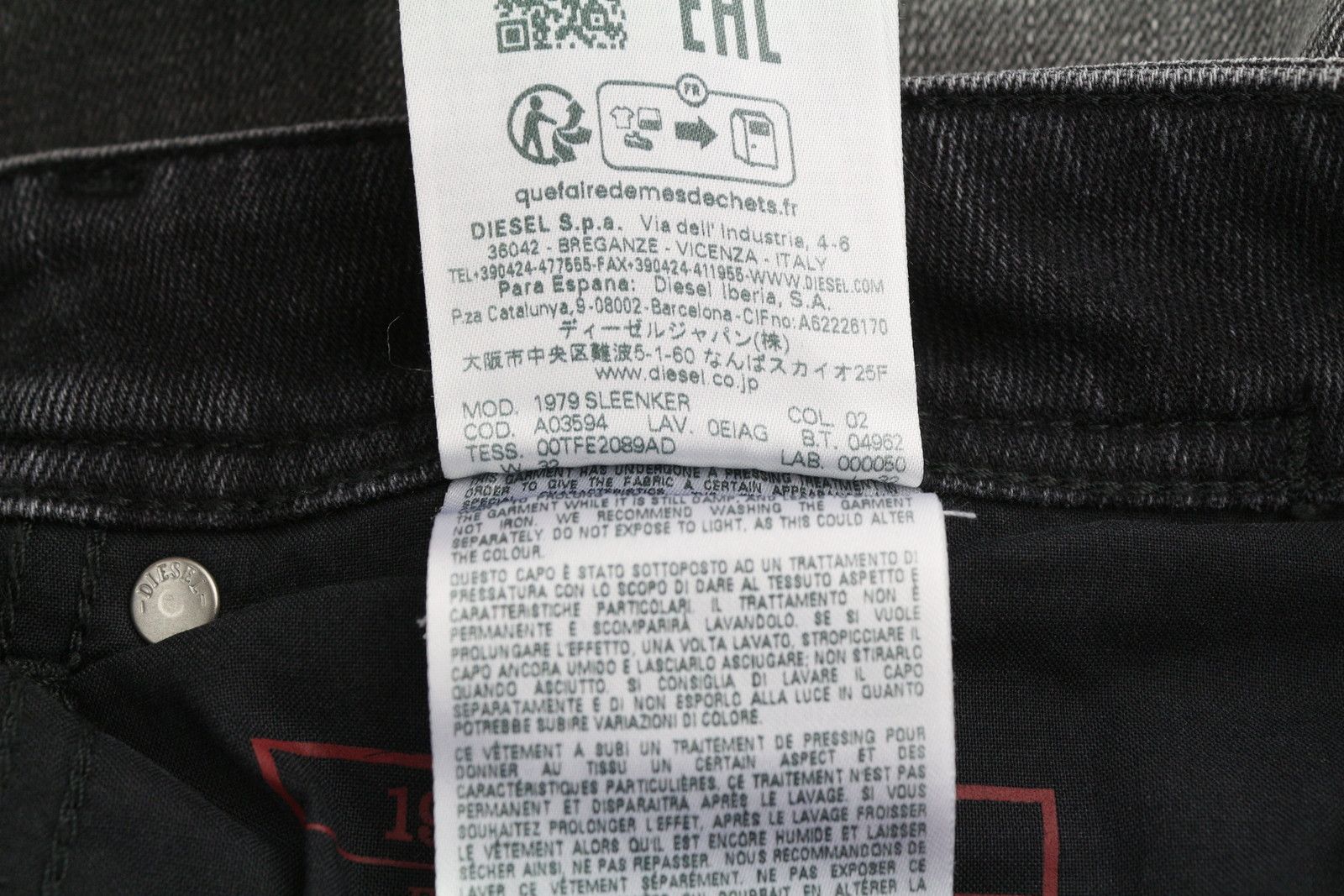 1979 SLEENKER 0EIAG W32/L32 Skinny Low Waist Jeans 40914