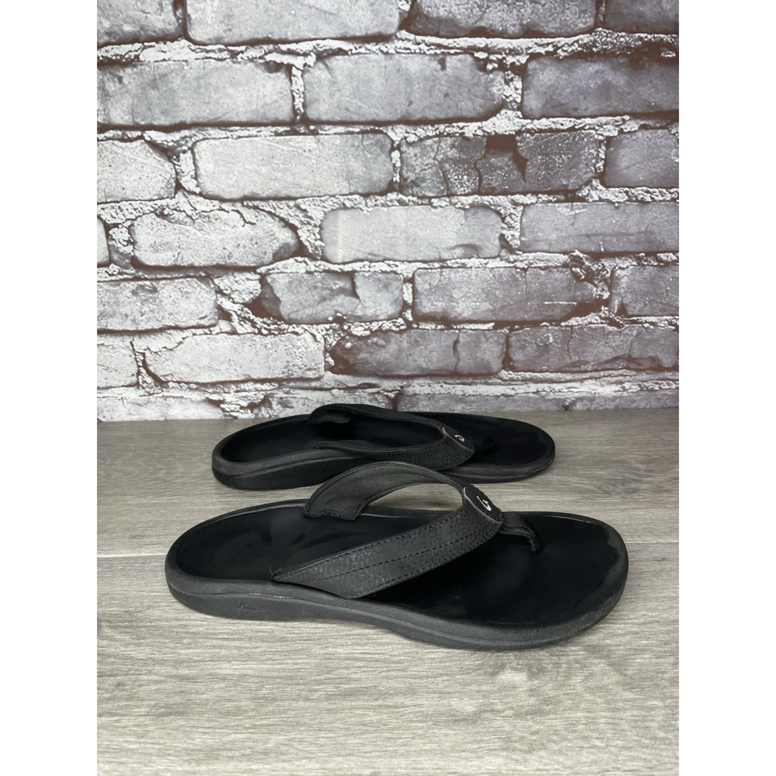 Olukai Olukai Ohana Black Synthetic Flip Flop Thong Beach Sandals W Size US 8 / IT 38 - 13 Thumbnail