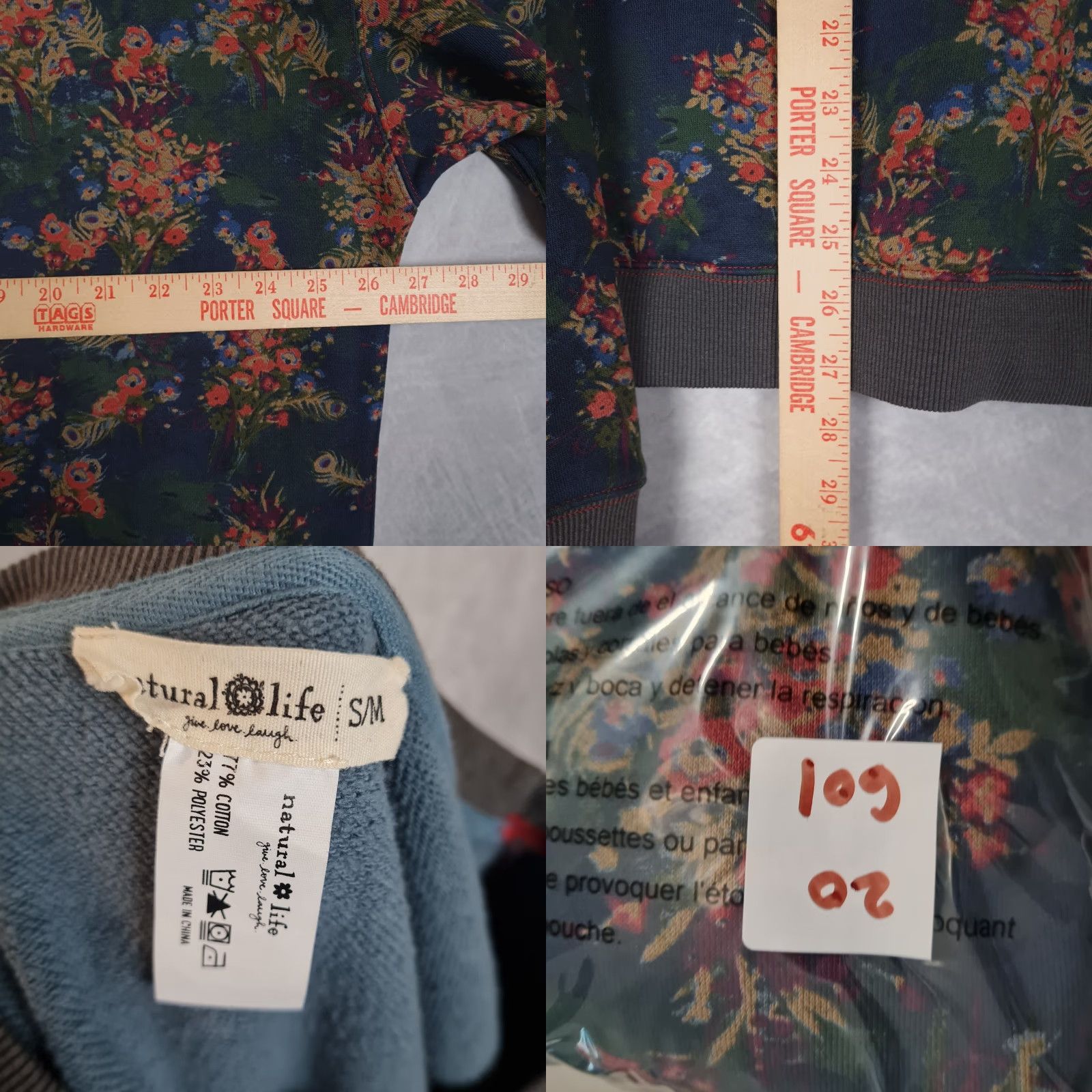Vintage Natural Life Sweatshirt Womens S/M Navy Floral Oversized Boho Crewneck Pullover Size S / US 4 / IT 40 - 9 Thumbnail
