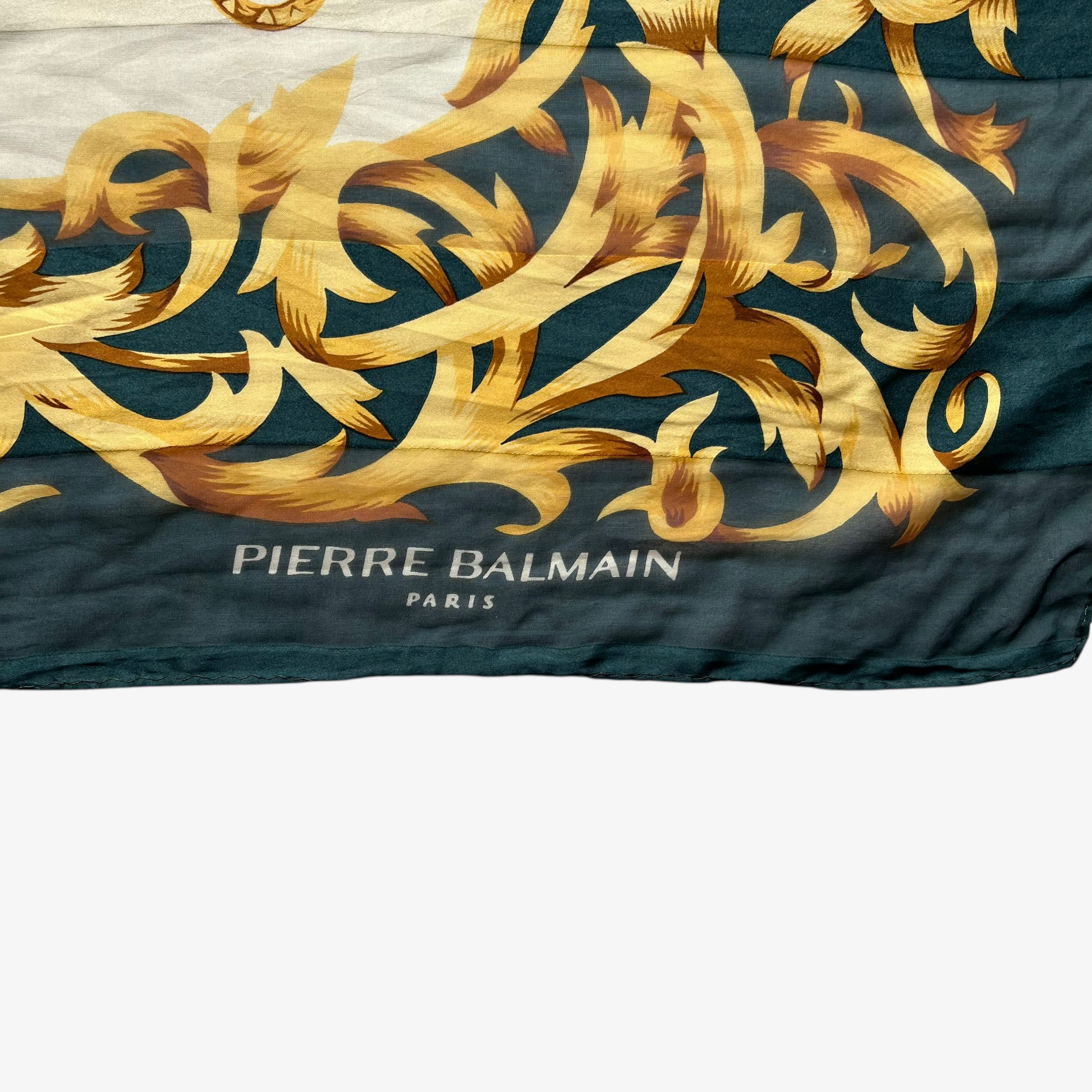 Balmain Vintage 90s Pierre Balmain Geometric Coin Floral Silk Scarf Size ONE SIZE - 2 Thumbnail