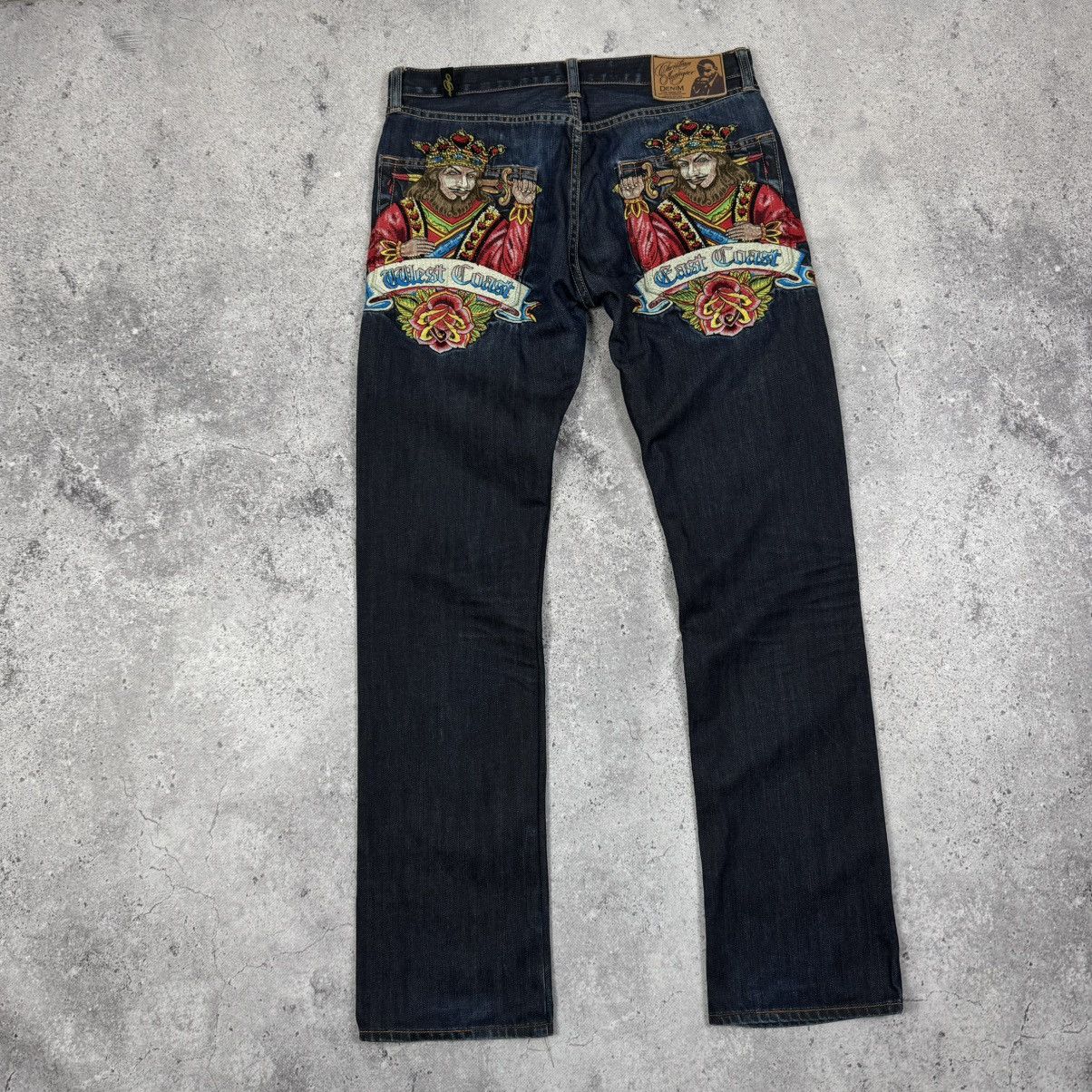 Christian Audigier × Ed Hardy RARE Christian Audigier West Coast Embroidered King Jeans Size US 34 / EU 50 - 2 Thumbnail