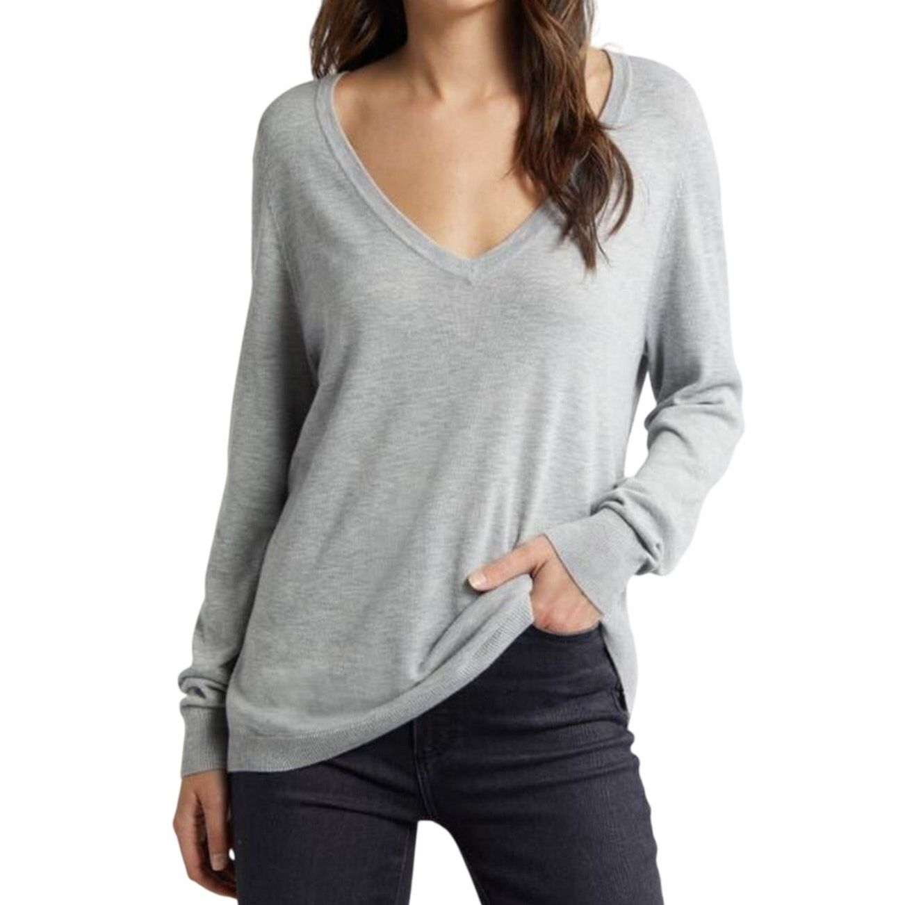 Treasure & Bond Treasure & Bond Sweater Relaxed Fit V-Neck Gray Women's XS Size XS / US 0-2 / IT 36-38 - 1 Thumbnail