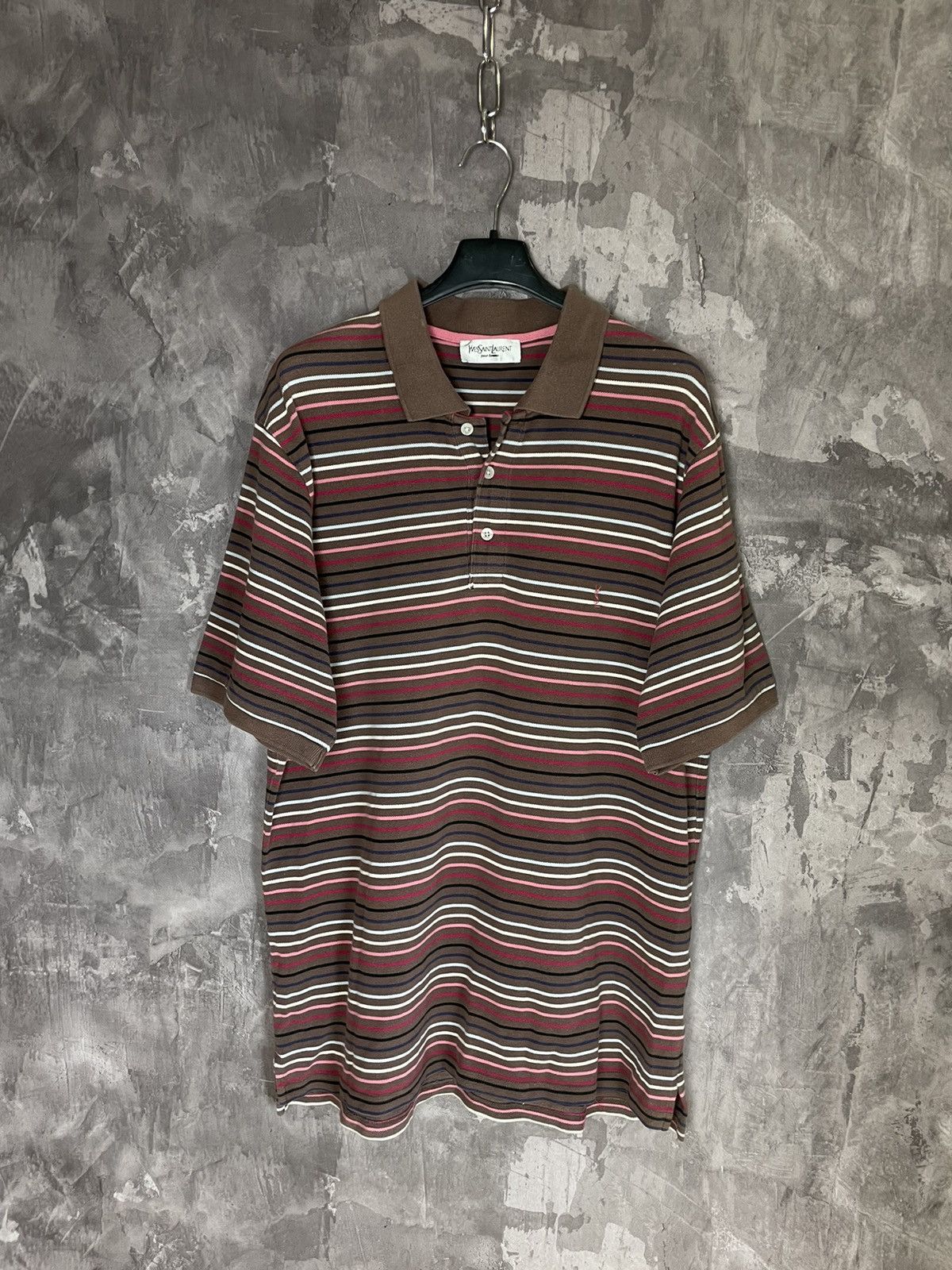 Vintage × Yves Saint Laurent Vintage Yves Saint Laurent Striped Polo Shirt Size L Size US L / EU 52-54 / 3 - 1 Thumbnail