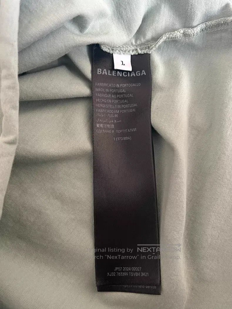 Balenciaga Balenciaga Cotton Printed Frayed Round Neck T-Shirt Size US S / EU 44-46 / 1 - 4 Thumbnail