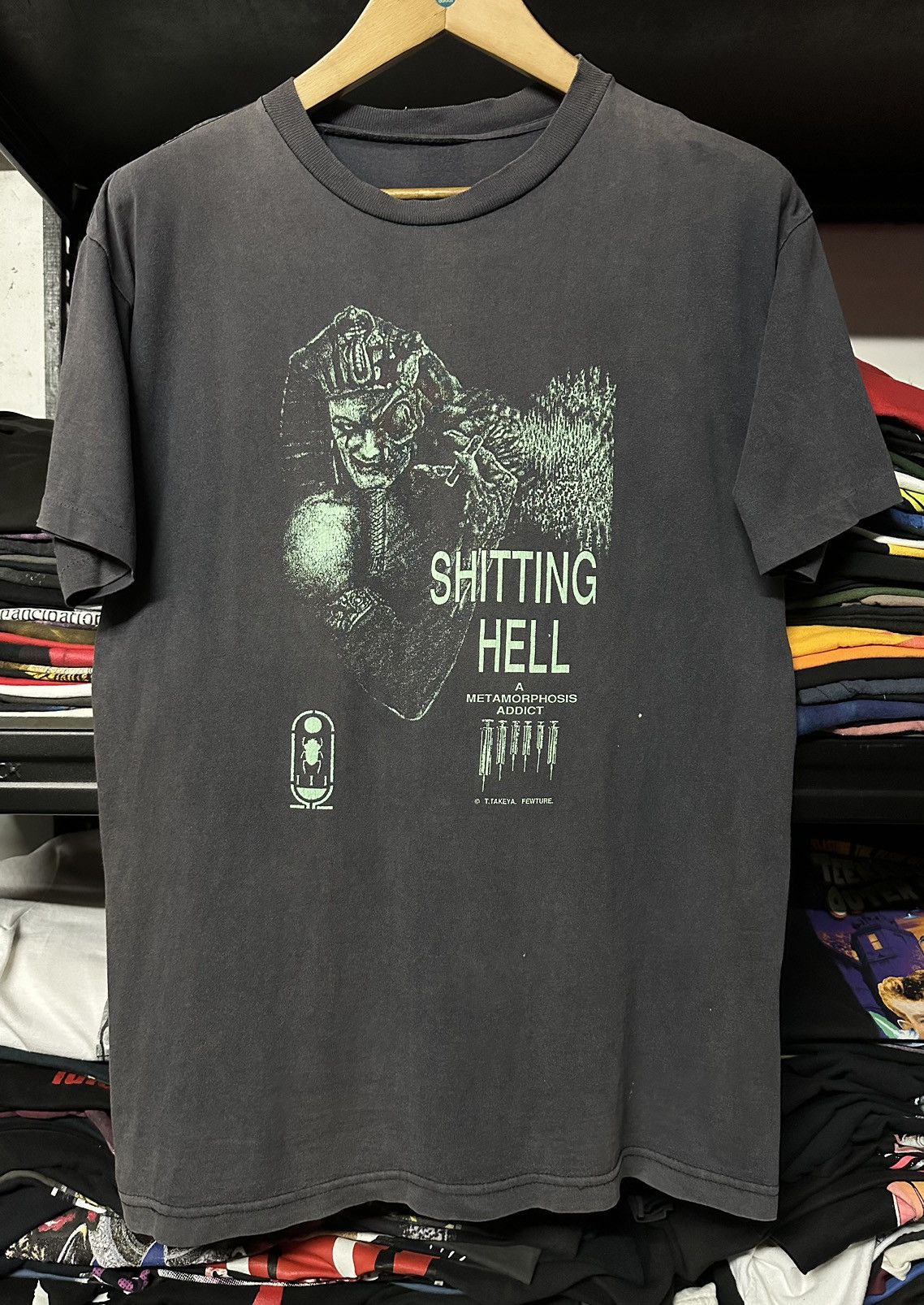 Anime × Vintage Vintage 90s Shitting Hell Horror Art Sun Faded Tee Size US L / EU 52-54 / 3 - 1 Thumbnail