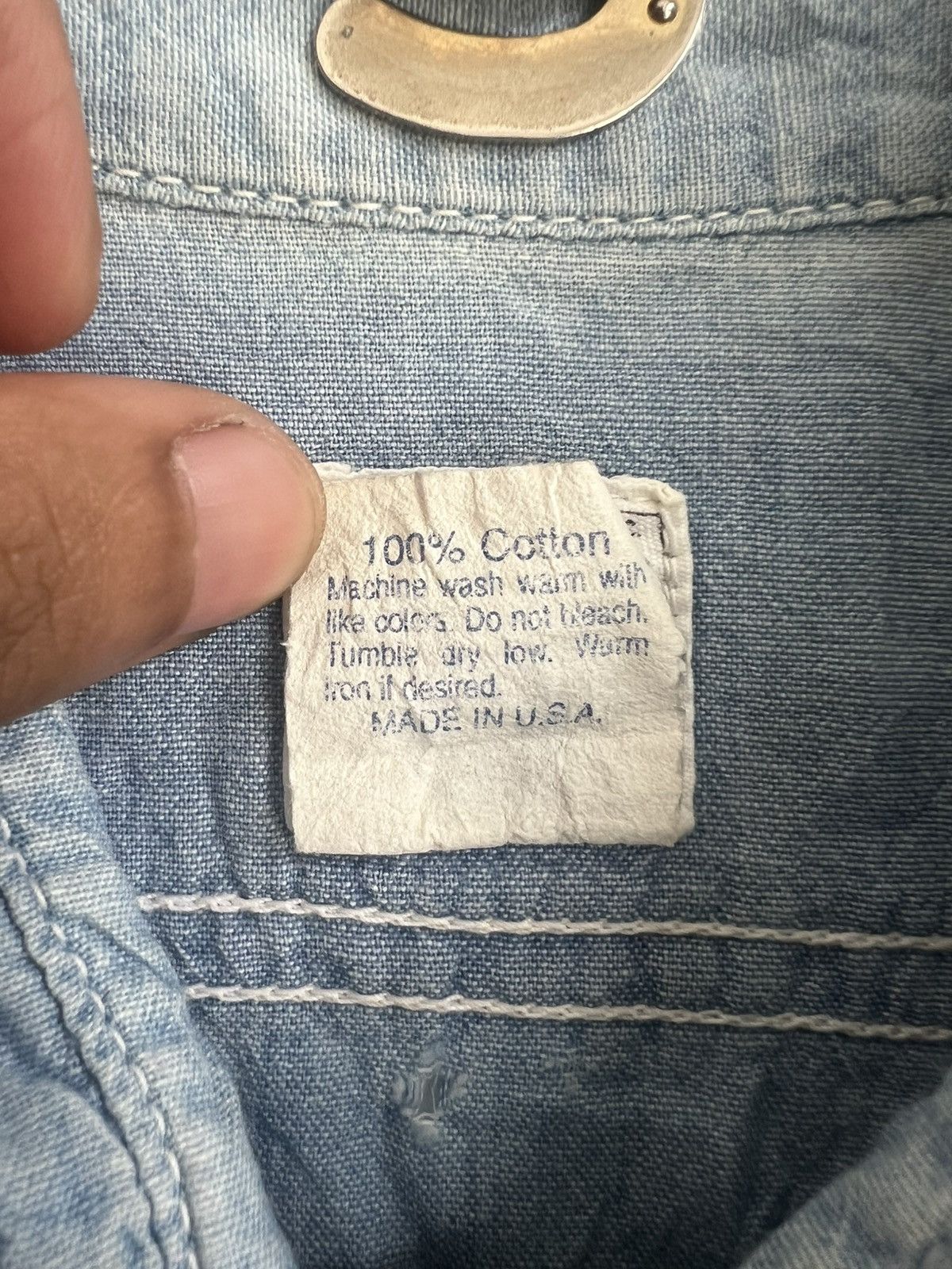 Post Overalls Vintage Post O'all 🇺🇸 Made Distressed Wash Denim Shirt Jacket Size US L / EU 52-54 / 3 - 9 Thumbnail