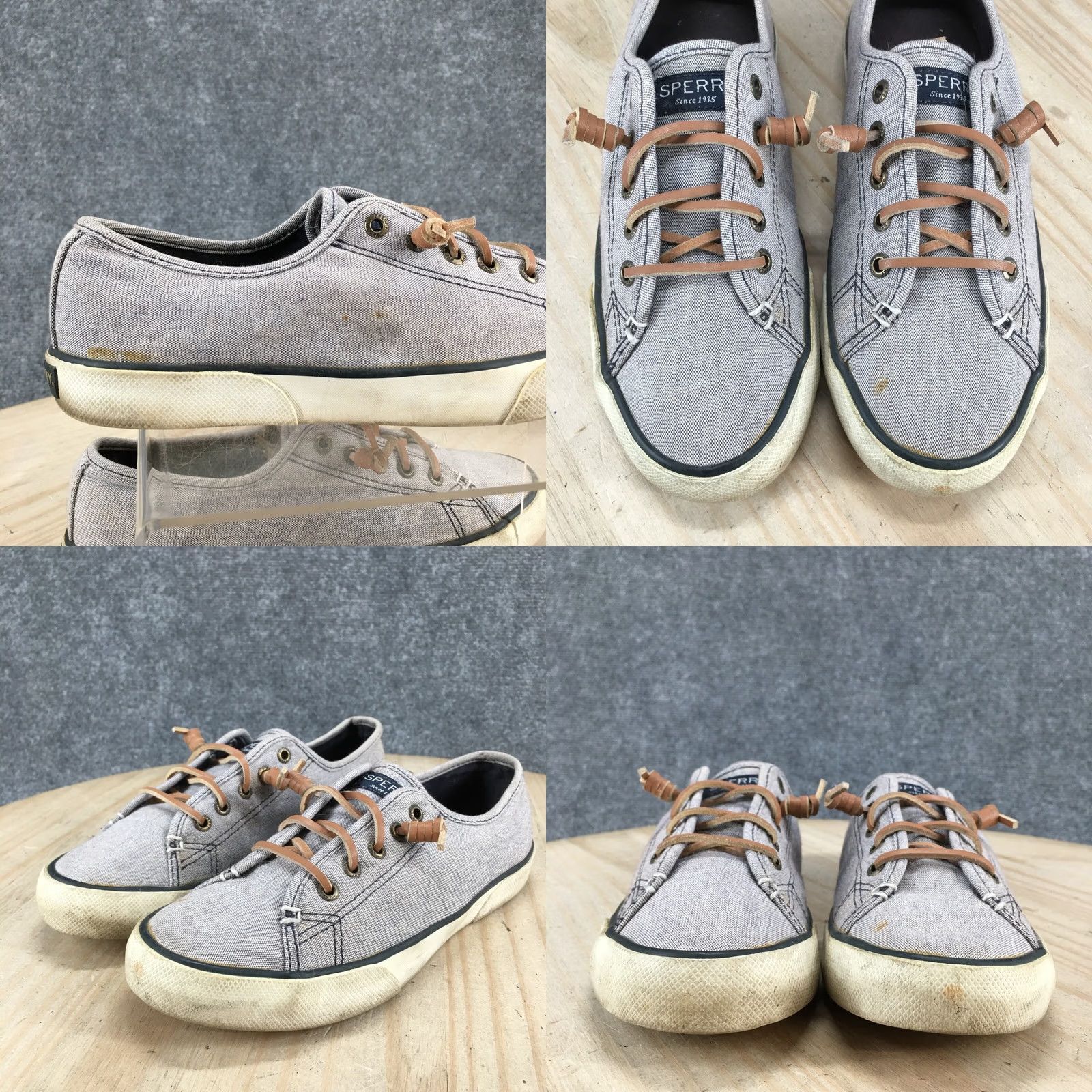 Sperry Sperry Top Sider Shoes Womens 7M Pier View Sneakers Gray Canvas Low Top Size M / US 6-8 / IT 42-44 - 8 Thumbnail