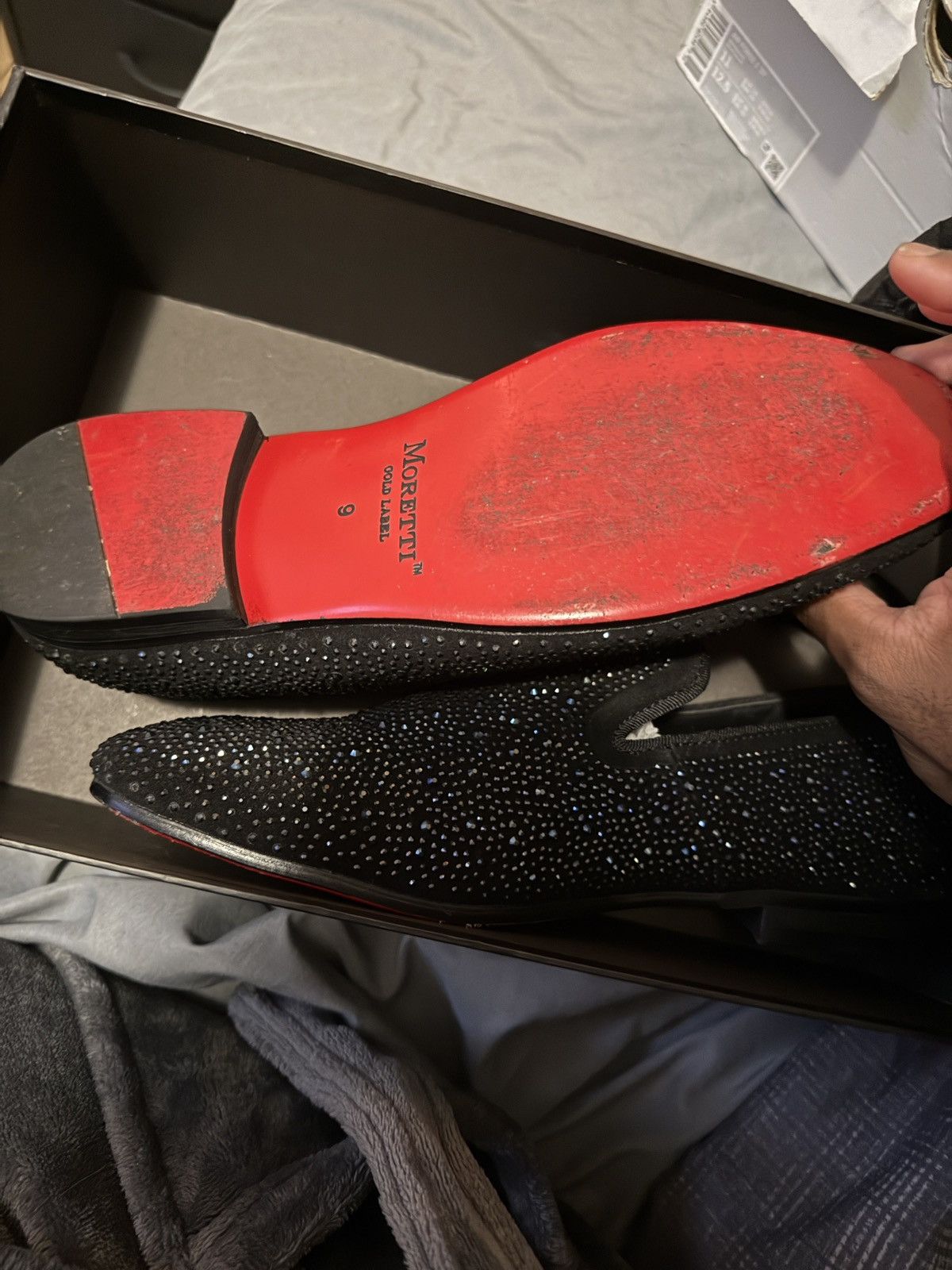 Other Black and blue shining loafers with red bottoms Size US 9 / EU 42 - 1 Thumbnail