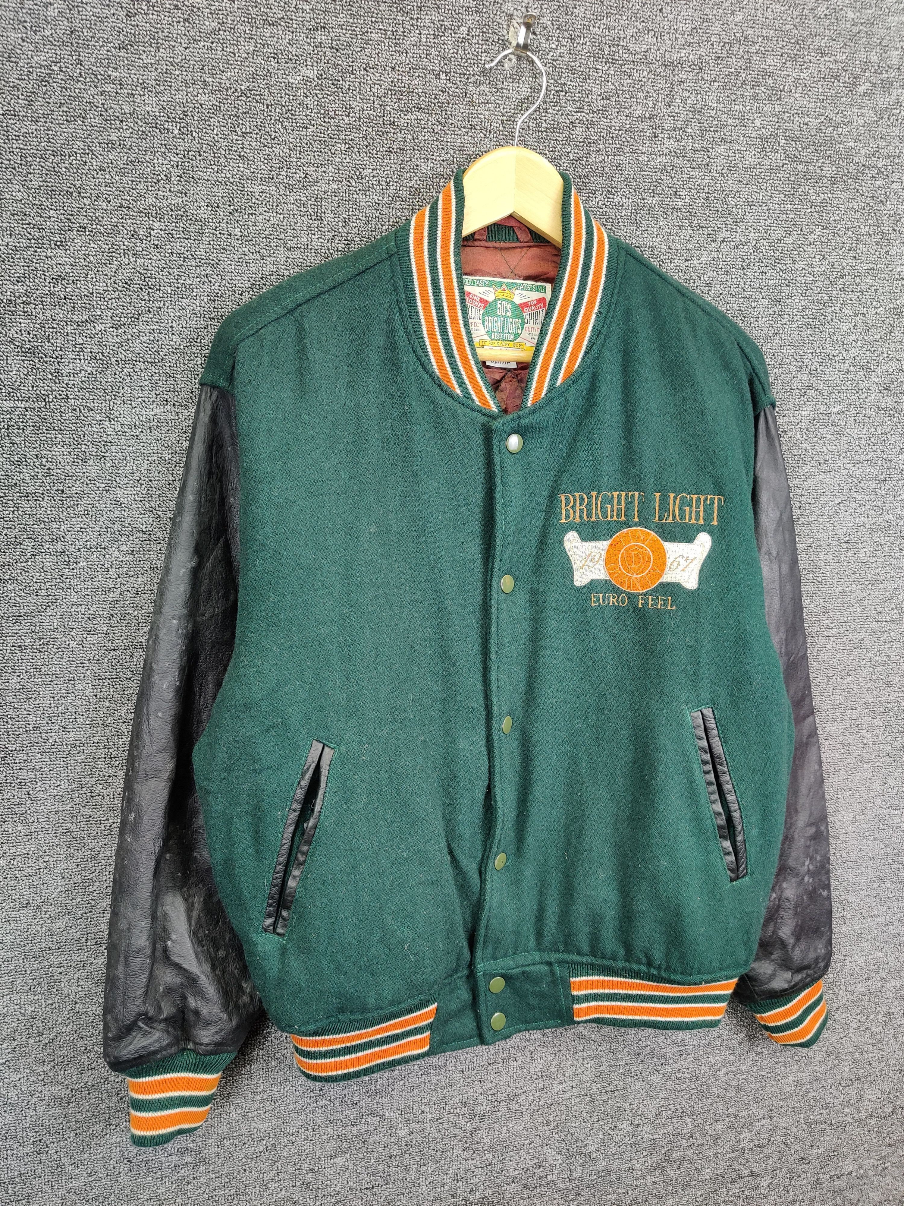 Japanese Brand Vintage Bright Light Embroidery Wool Varsity Leather Jacket Size US M / EU 48-50 / 2 - 6 Thumbnail