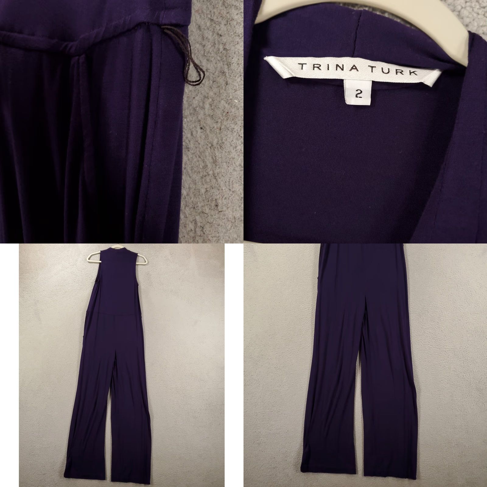 Trina Turk Trina Turk Womens Jumpsuit Wide Leg Blue Sleeveless V Neck Size 26" / US 2 / IT 38 - 8 Thumbnail