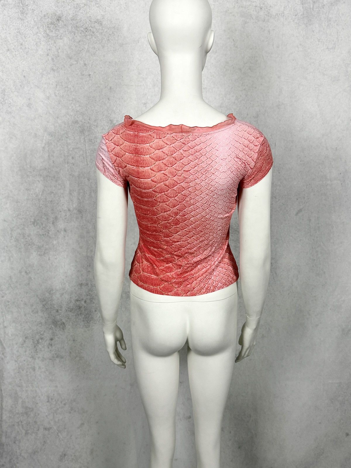 Roberto Cavalli Roberto Cavalli 1990’s Ruffled Reptile Scale Print Lace Top Size M / US 6-8 / IT 42-44 - 10 Thumbnail