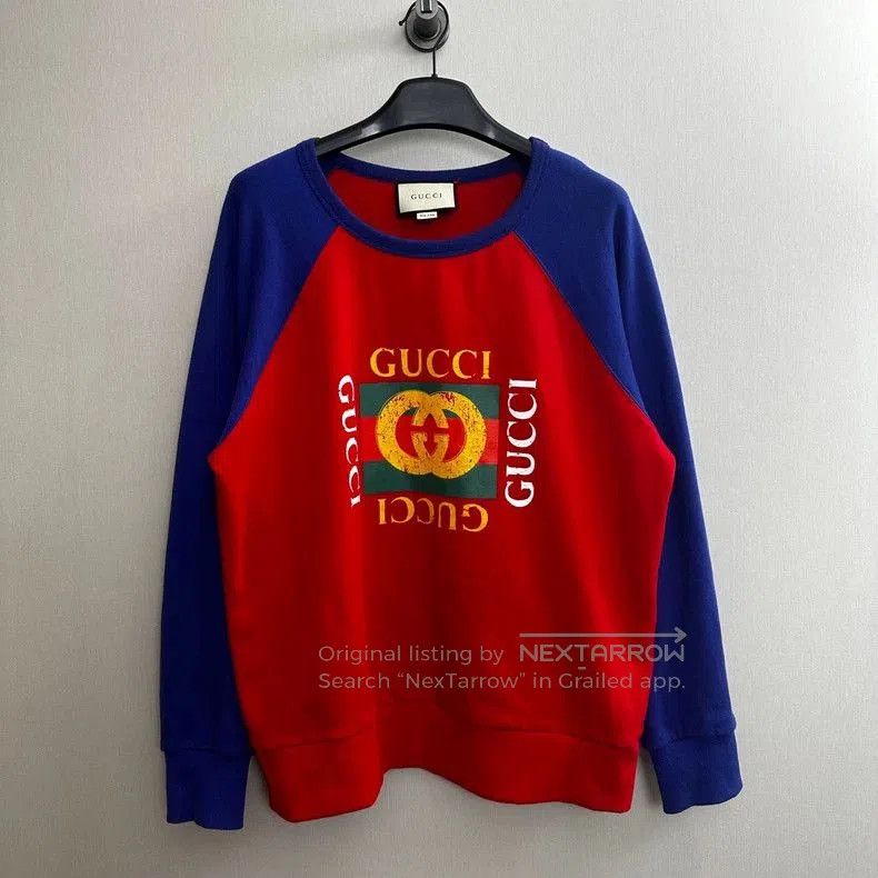 Gucci Gucci Red Blue Panel Sweatshirt L. Size US L / EU 52-54 / 3 - 1 Thumbnail