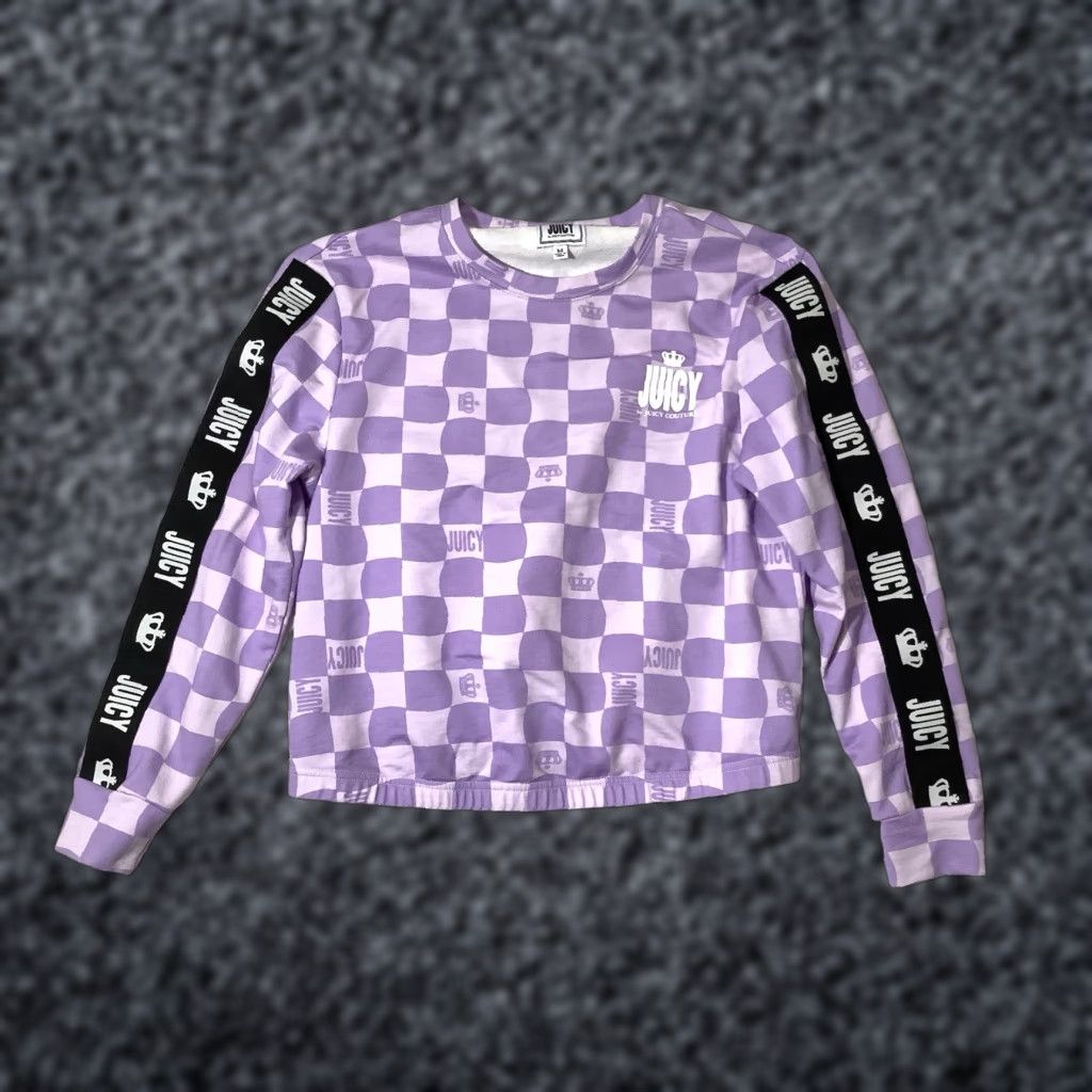 Juicy Couture VINTAGE Juicy Couture Sweatshirt Purple Size Medium Womens Long Sleeve Checkered Logo Size M / US 6-8 / IT 42-44 - 1 Thumbnail