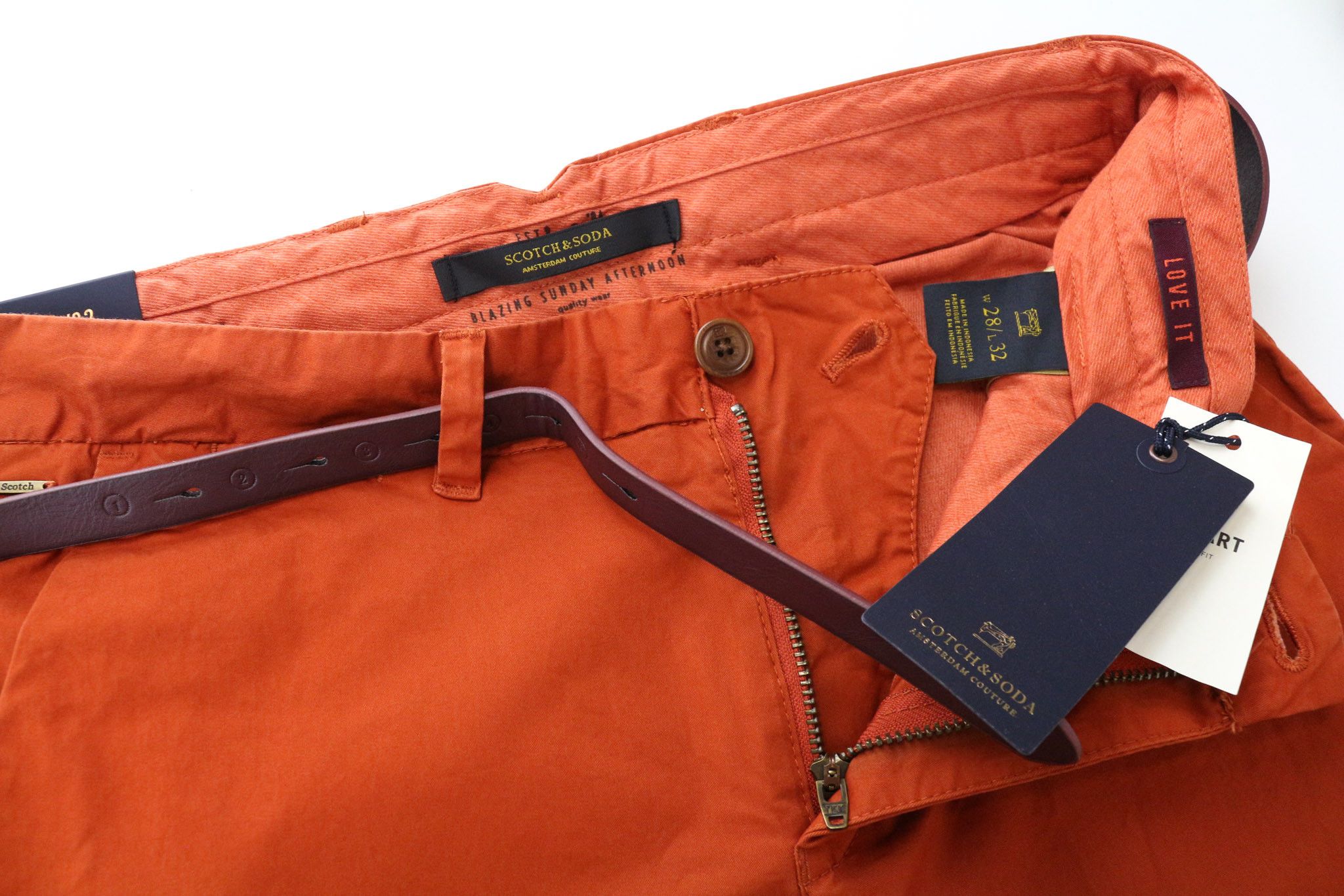Scotch & Soda STUART W28/L32 Slim Orange Stretch Trousers 76215 Size US 28 / EU 44 - 3 Thumbnail