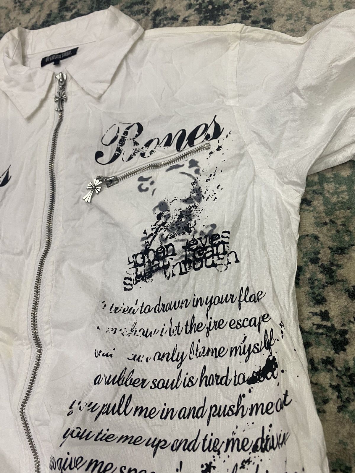 20471120 Bat-su Poem Japanese Skull Shirt Cross Zipper Shirt Size US M / EU 48-50 / 2 - 12 Thumbnail