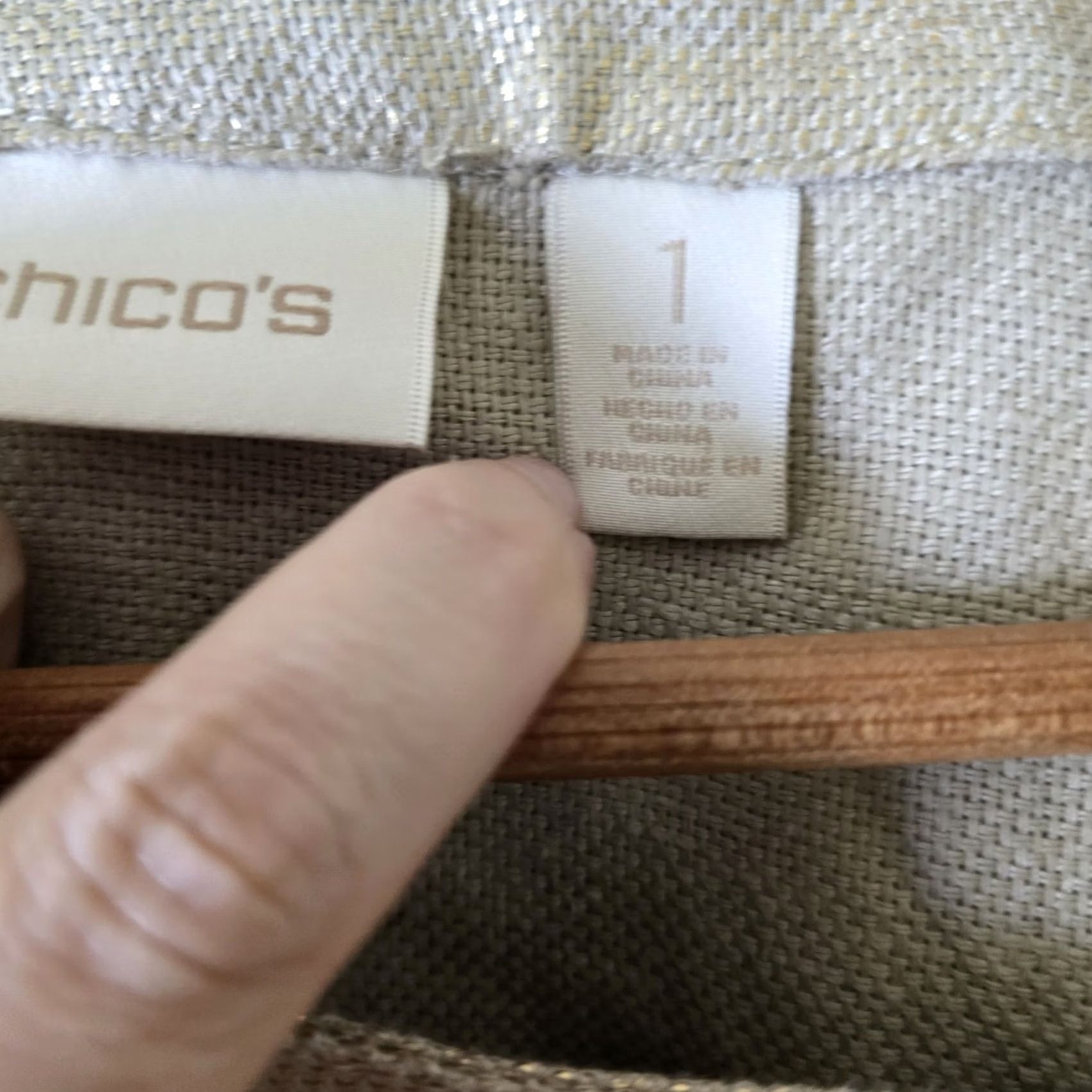 Vintage Chico's Jacket Womens 1 Medium Champagne Gold Metallic Linen Asymmetric Zip Size ONE SIZE - 3 Thumbnail