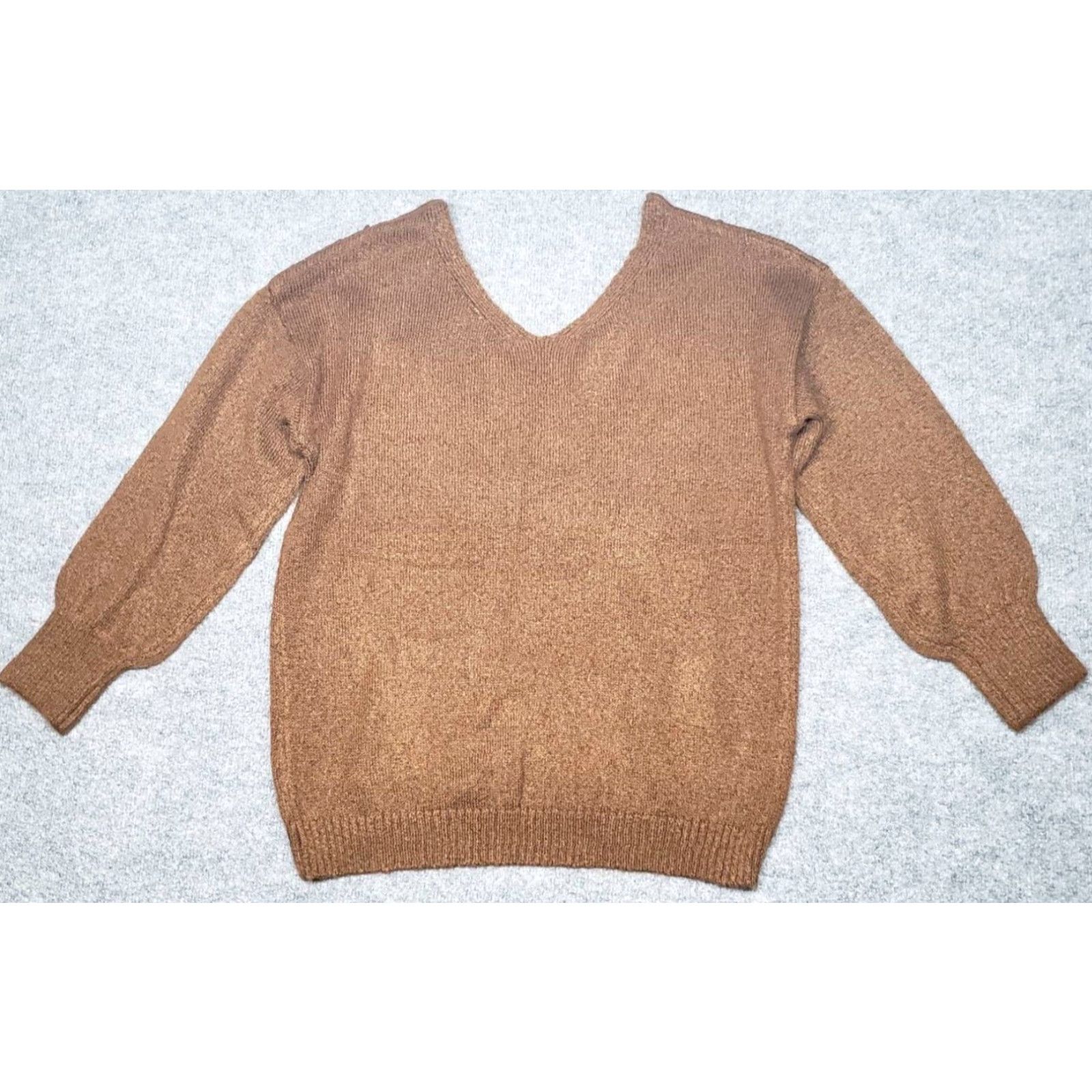 Vintage Rue21 Sweater Womens S Brown Long Sleeve Solid Minimalist V-Neck Pullover New Size S / US 4 / IT 40 - 7 Thumbnail