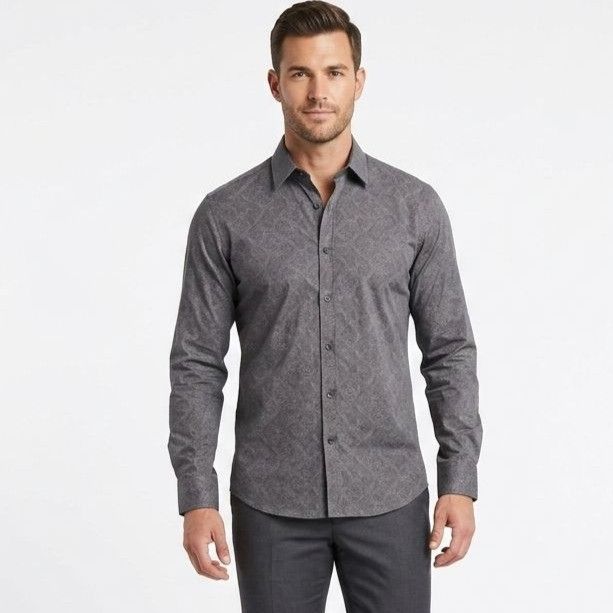 Other Society Of Threads Slim Grey Paisley Shirt Size S Stretch Size US S / EU 44-46 / 1 - 1 Thumbnail