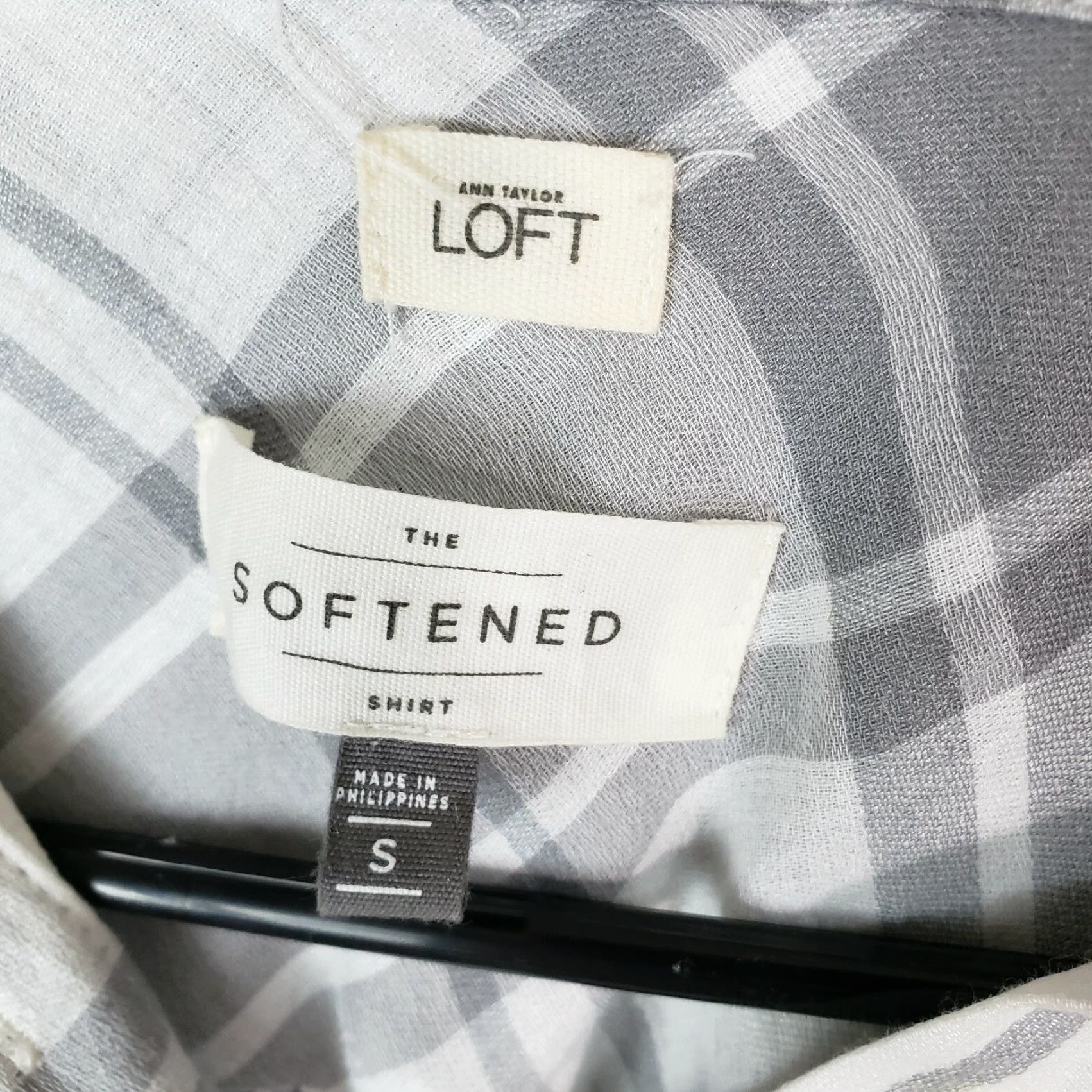 Ann Taylor Ann Taylor LOFT Shirt Adult Small Gray White Plaid Rayon Womens Size S / US 4 / IT 40 - 5 Thumbnail
