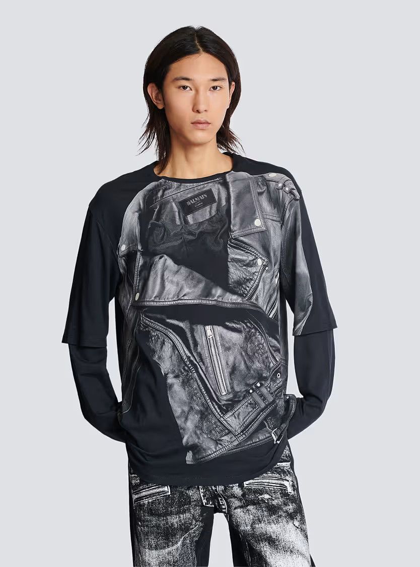 Balmain o1s1wg110126 Logo Sleeved T-Shirt in Black Size US L / EU 52-54 / 3 - 5 Thumbnail