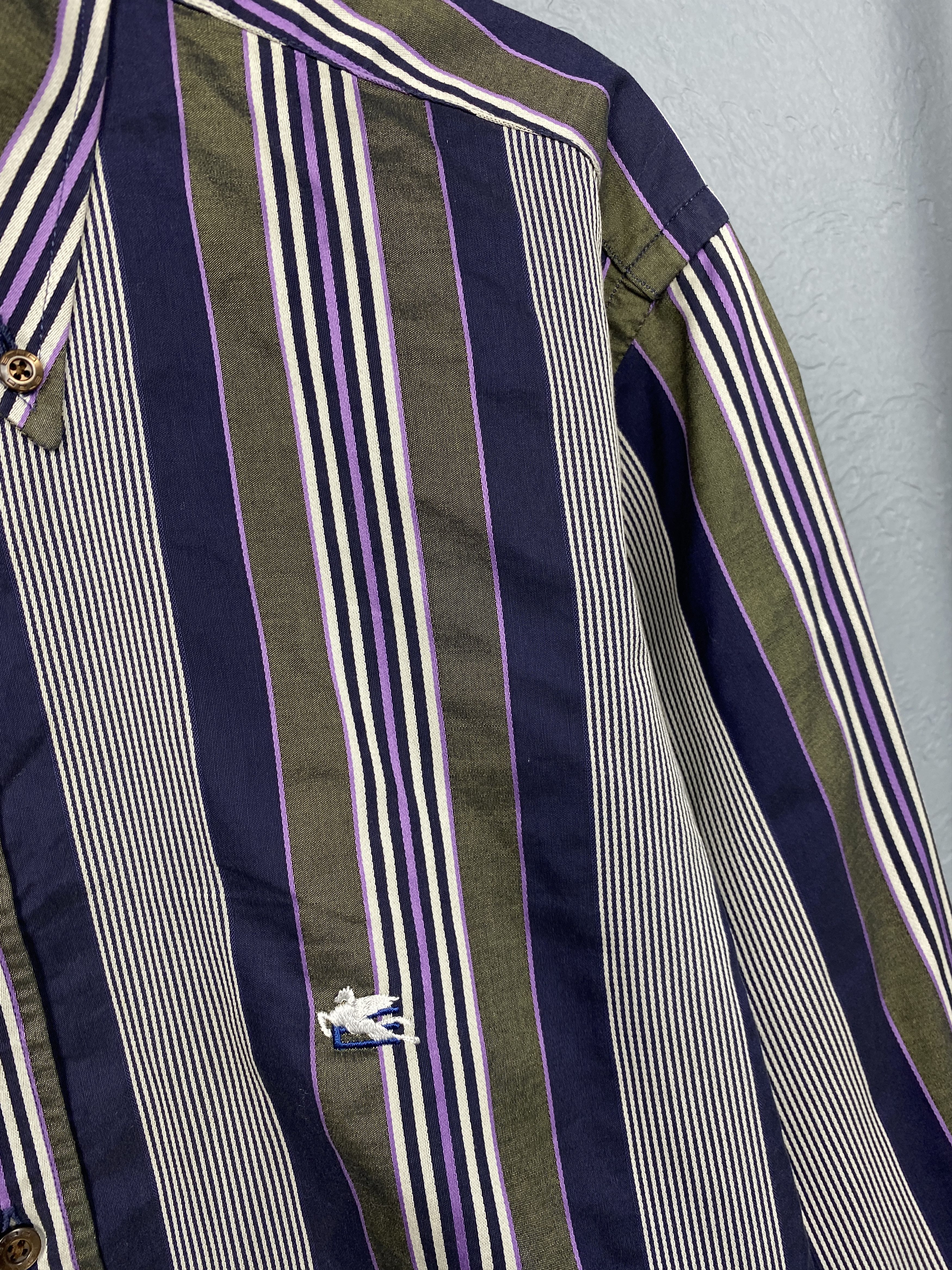 Etro Etro Milano Vintage Mens Striped Long Sleeve Shirt Size US XL / EU 56 / 4 - 3 Thumbnail