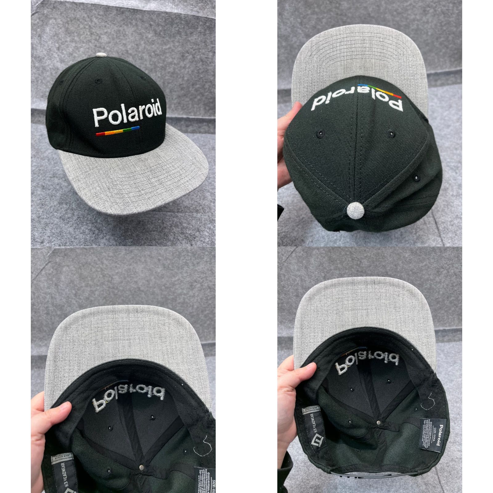 Polaroid Polaroid Hat Cap Snap Back Adult One Size Black Gray 100% Cotton Camera Size ONE SIZE - 8 Thumbnail