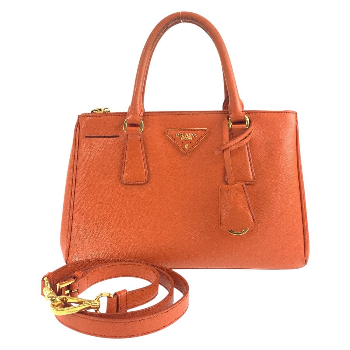 Prada Prada Galleria Saffiano 2Way Bag Leather Shoulder Bag in Orange, Women's